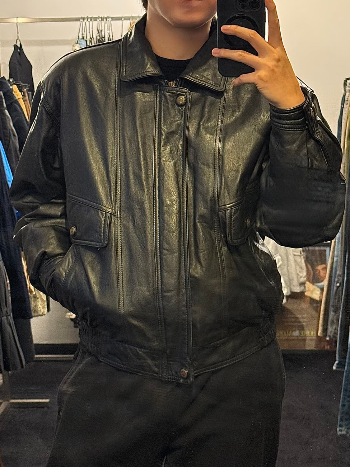 빈티지 소가죽 점퍼 봄버 바시티 가죽 레더 95 100 M L 블루종 상품이미지1