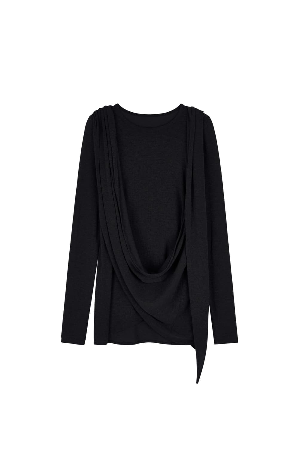 REPOS WRAP JERSEY T-SHIRTS (BLACK) 상품이미지1