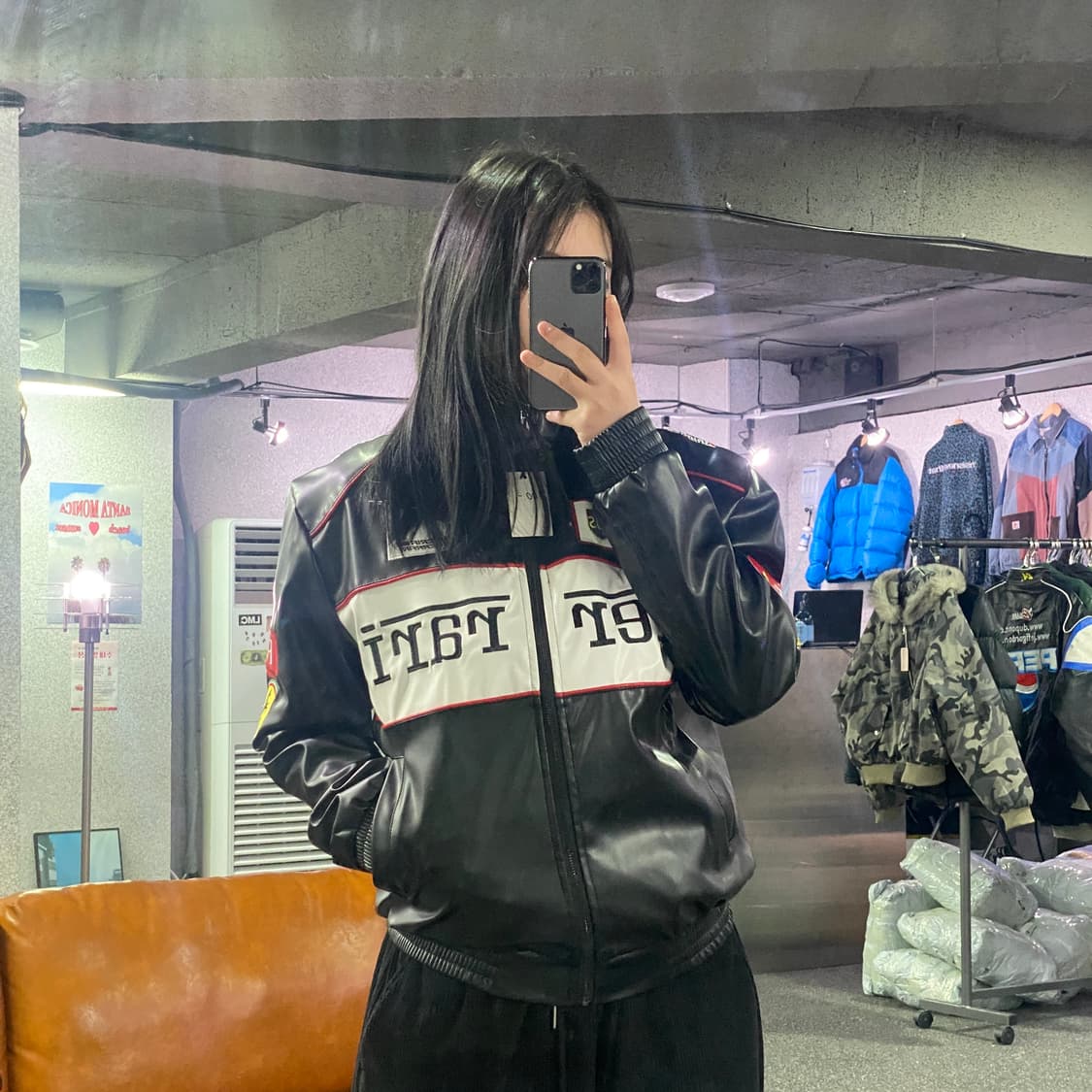 페라리 F1 자수로고 레드 레더자켓 B3700 상품이미지1