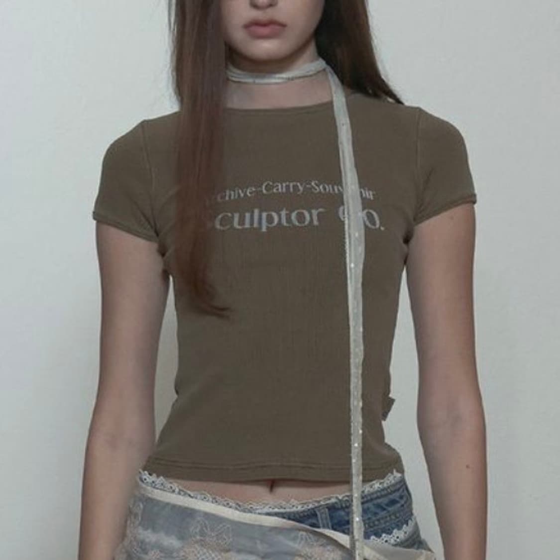 2024 스컬프터 크롭티 더스티 브라운 (카키) S 상품이미지1