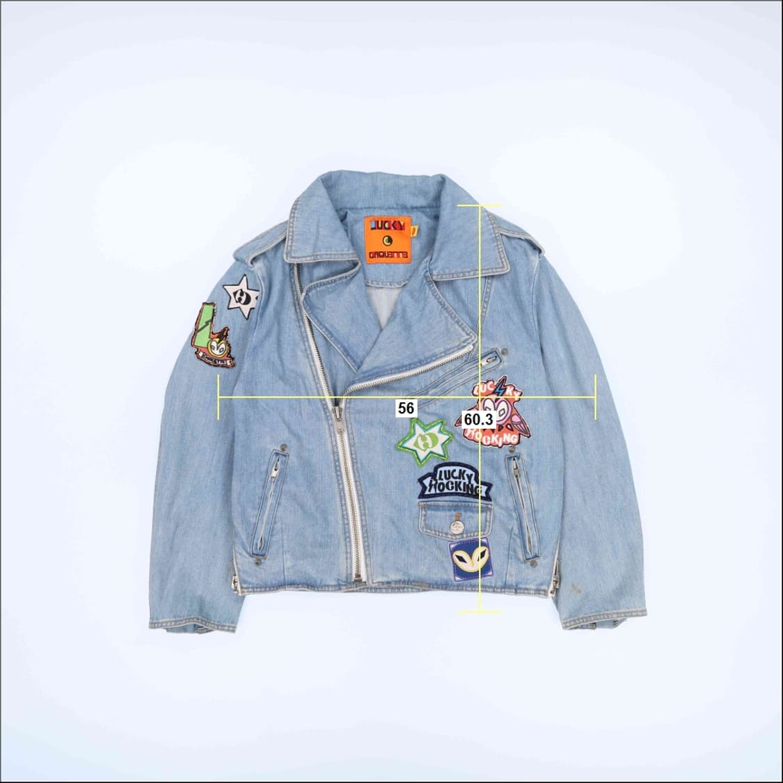 [Free] 럭키슈에뜨 패치로고 데님 라이더 청자켓 N7080 상품이미지10