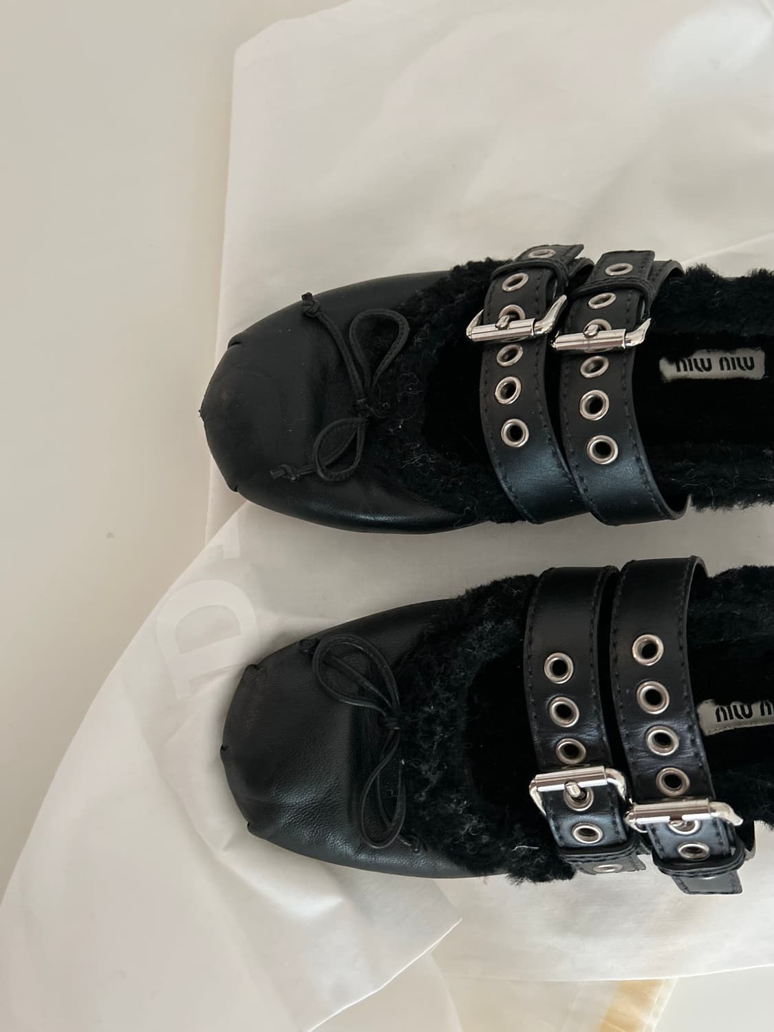 미우미우 발레리나 퍼 플랫슈즈 상품이미지2