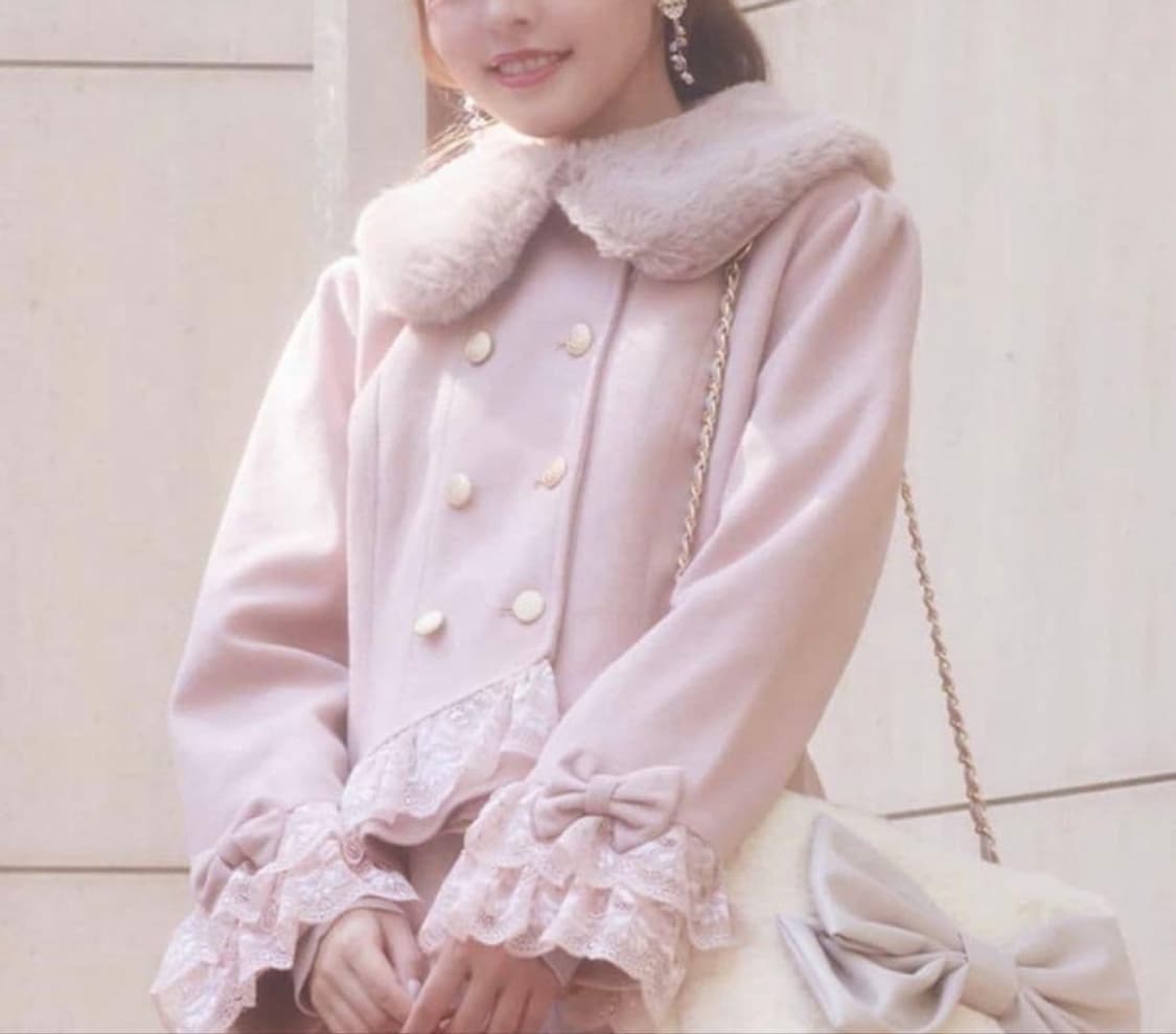 엑시즈팜 히메갸루 리본 퍼 코트 상품이미지1