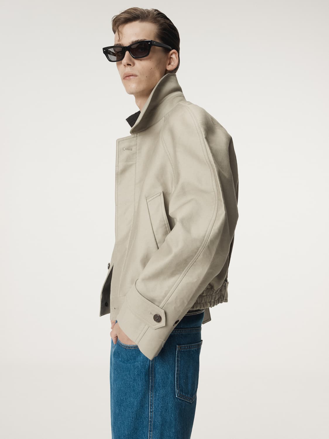 [정가이하판매] 렉토 25FW 레글런 슬리브 코튼 점퍼 라이트 타우페 상품이미지2