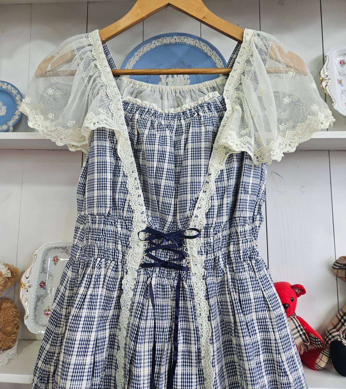 (Secret Honey) 체크 레이스 원피스 상품이미지3