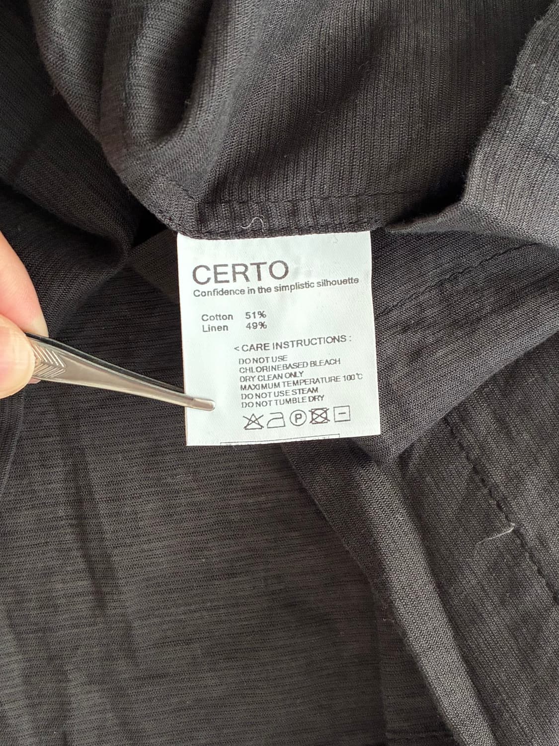 F) 쎄르토 CERTO 코튼 린넨 반팔 셔츠 차콜 상품이미지5