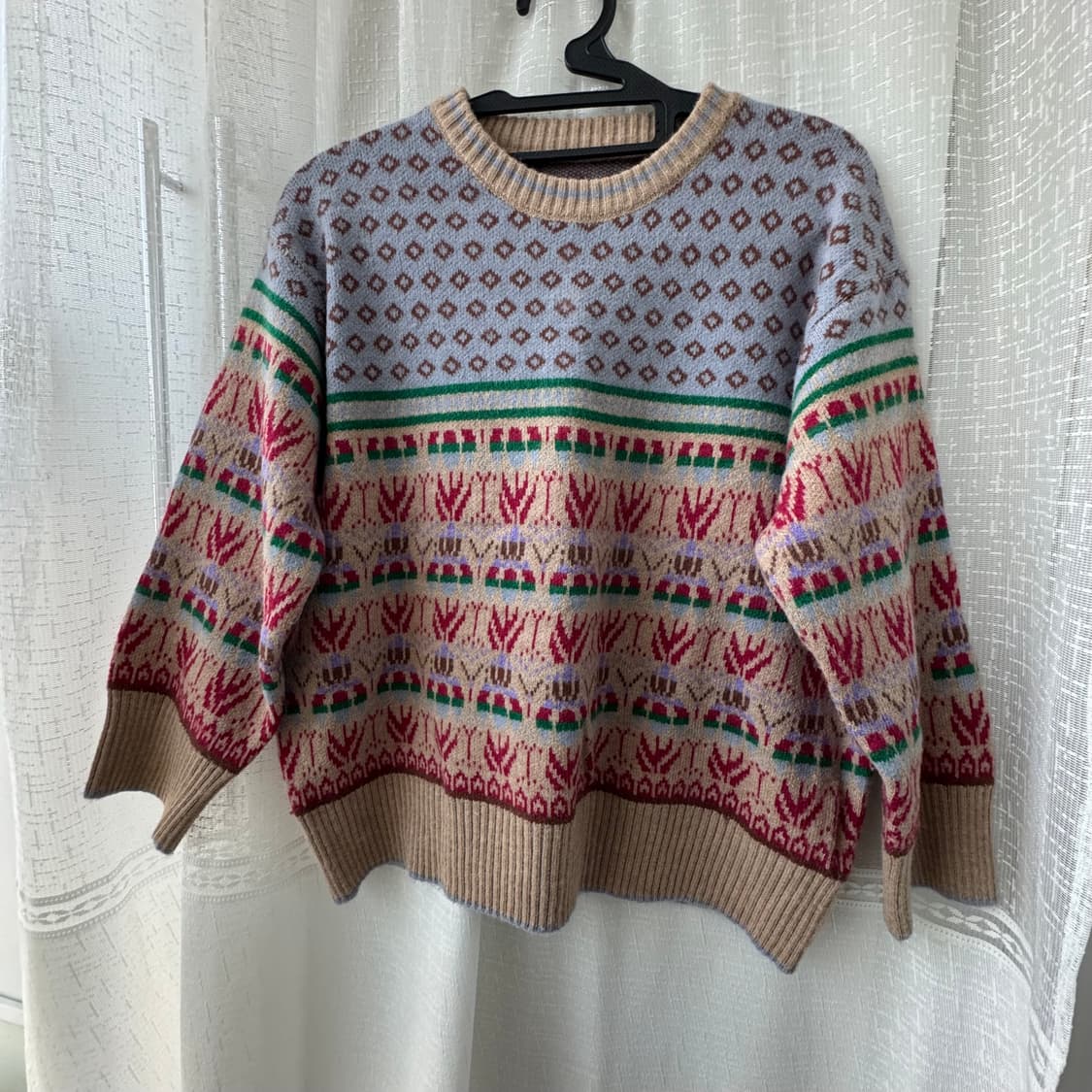 에스닉 노르딕 감성패턴 니트 귀여워요 상품이미지1