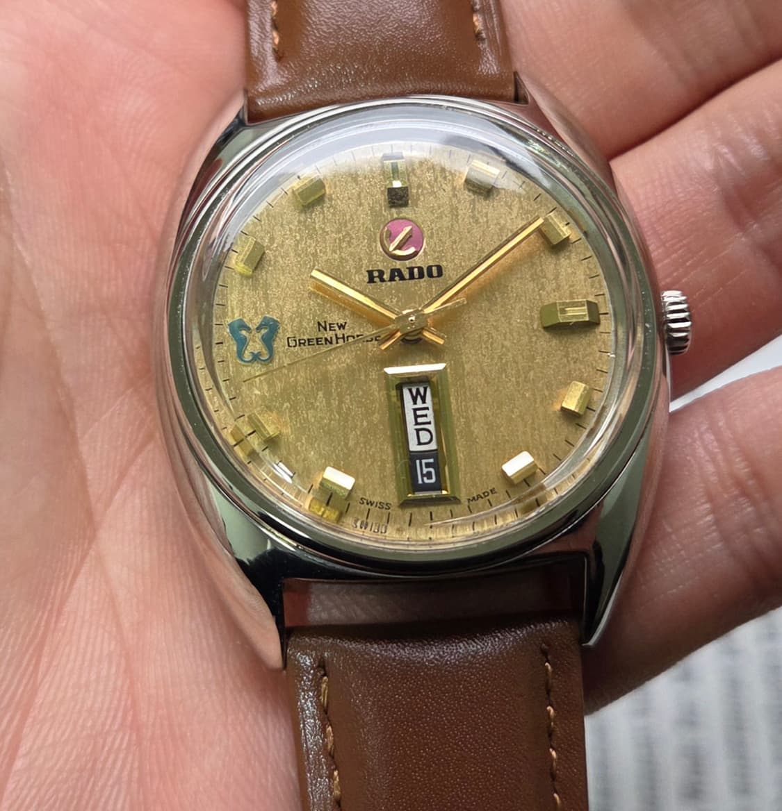 레어] 빈티지 라도 뉴 그린호스 순정 샴골판 해마로고 데이데이트 오토매틱 상품이미지7
