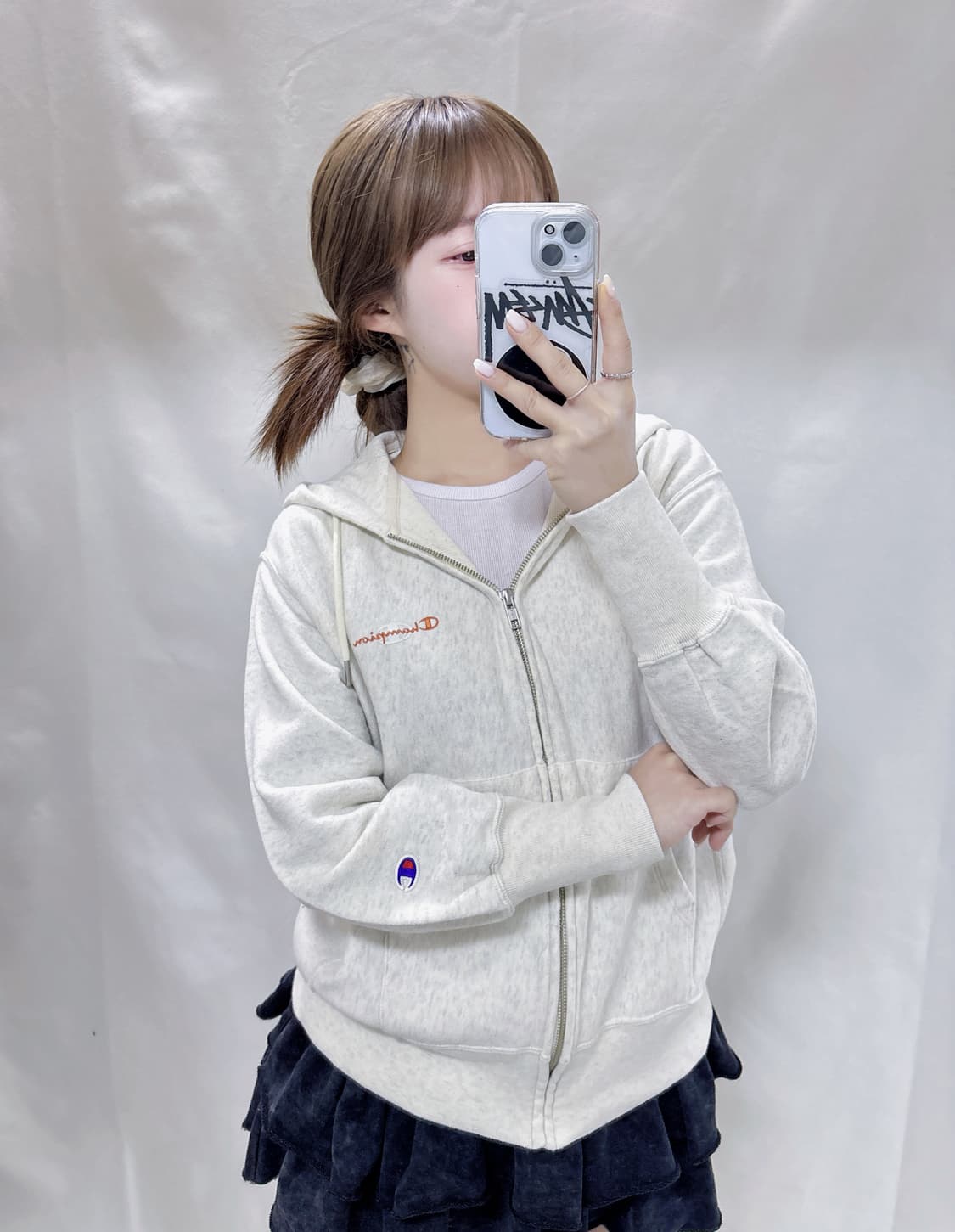 챔피온 리버스위브 크림 후드집업 상품이미지1