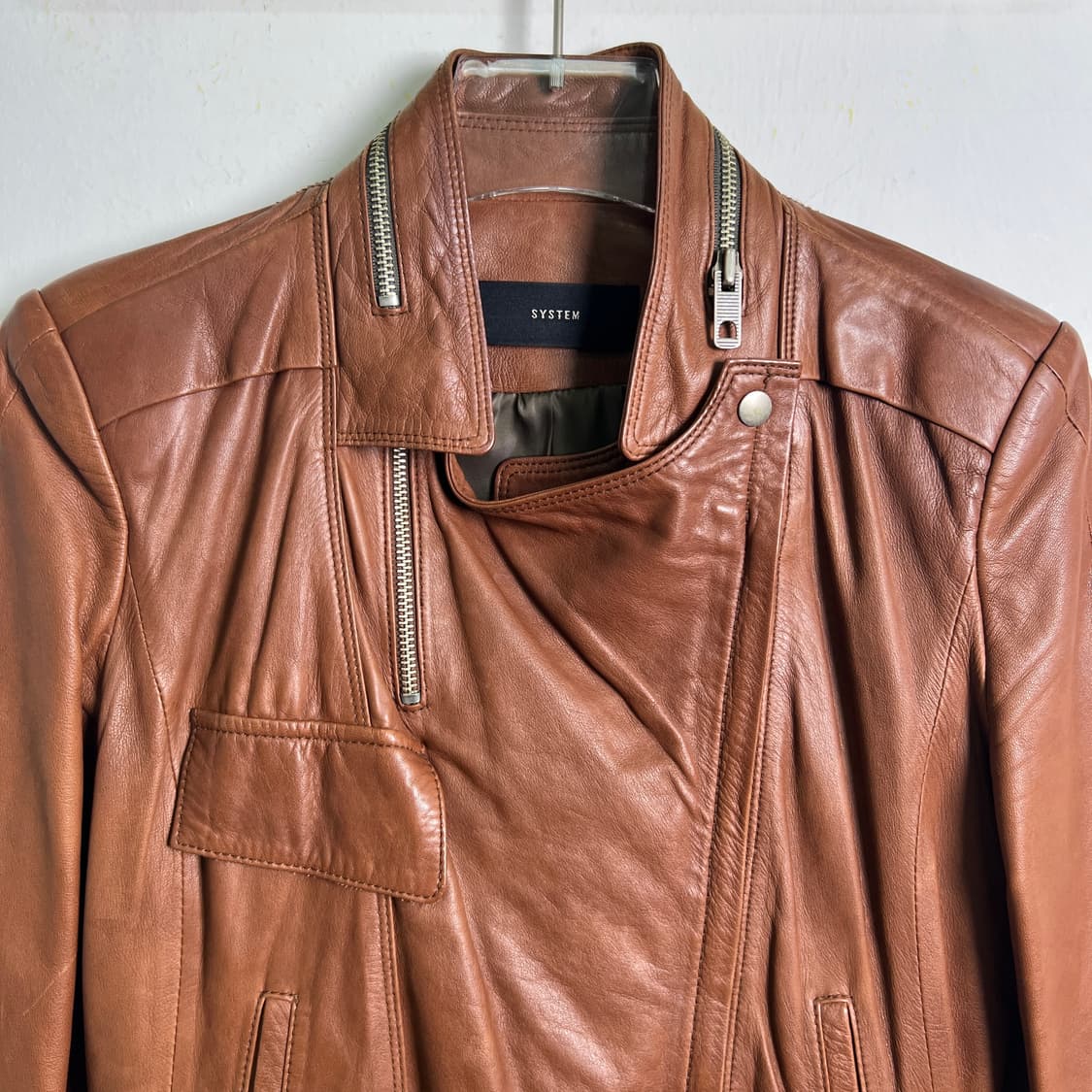 SYSTEM 브라운 양가죽 라이더 자켓  상품이미지4