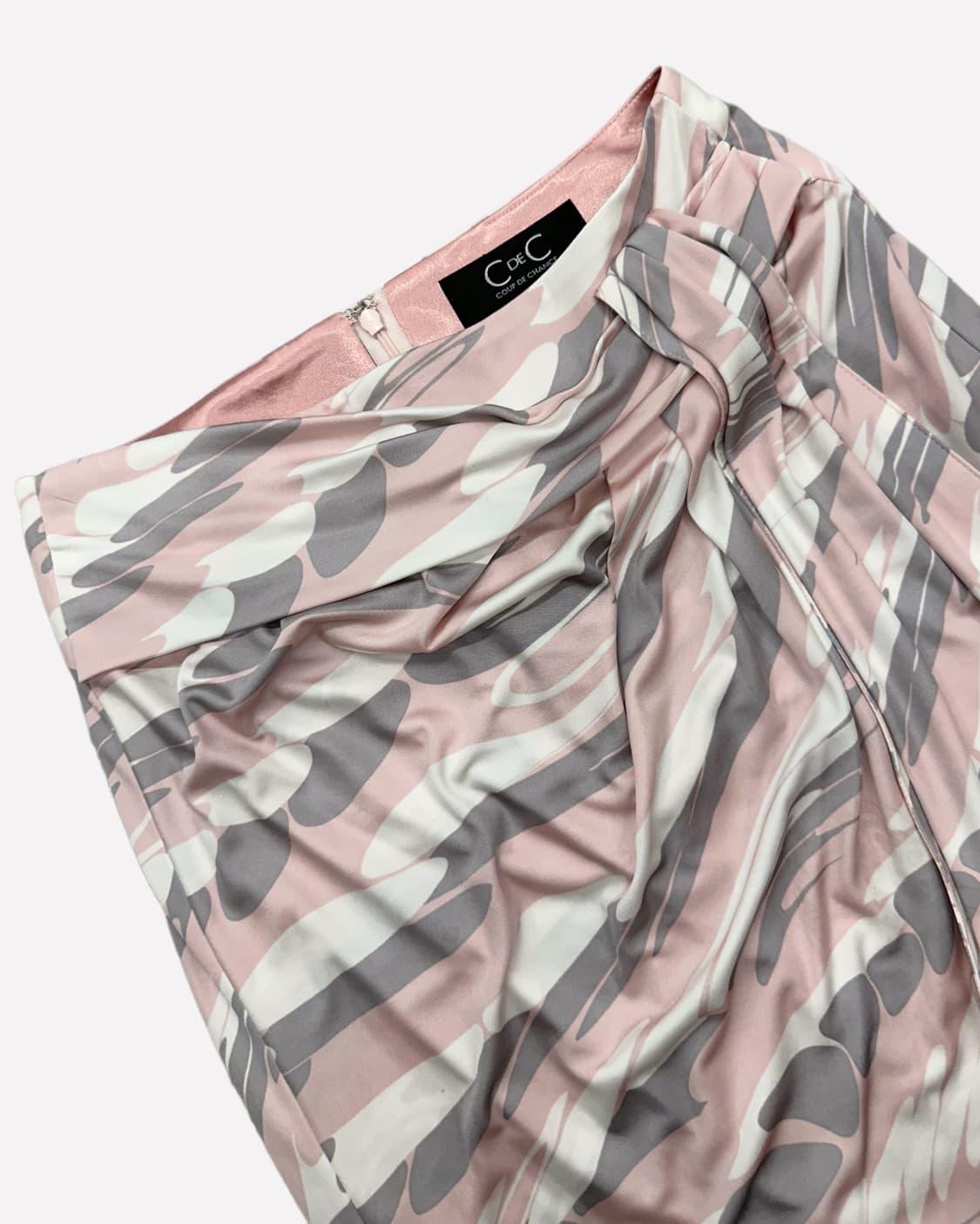 pink pattern drape silky skirt 상품이미지2