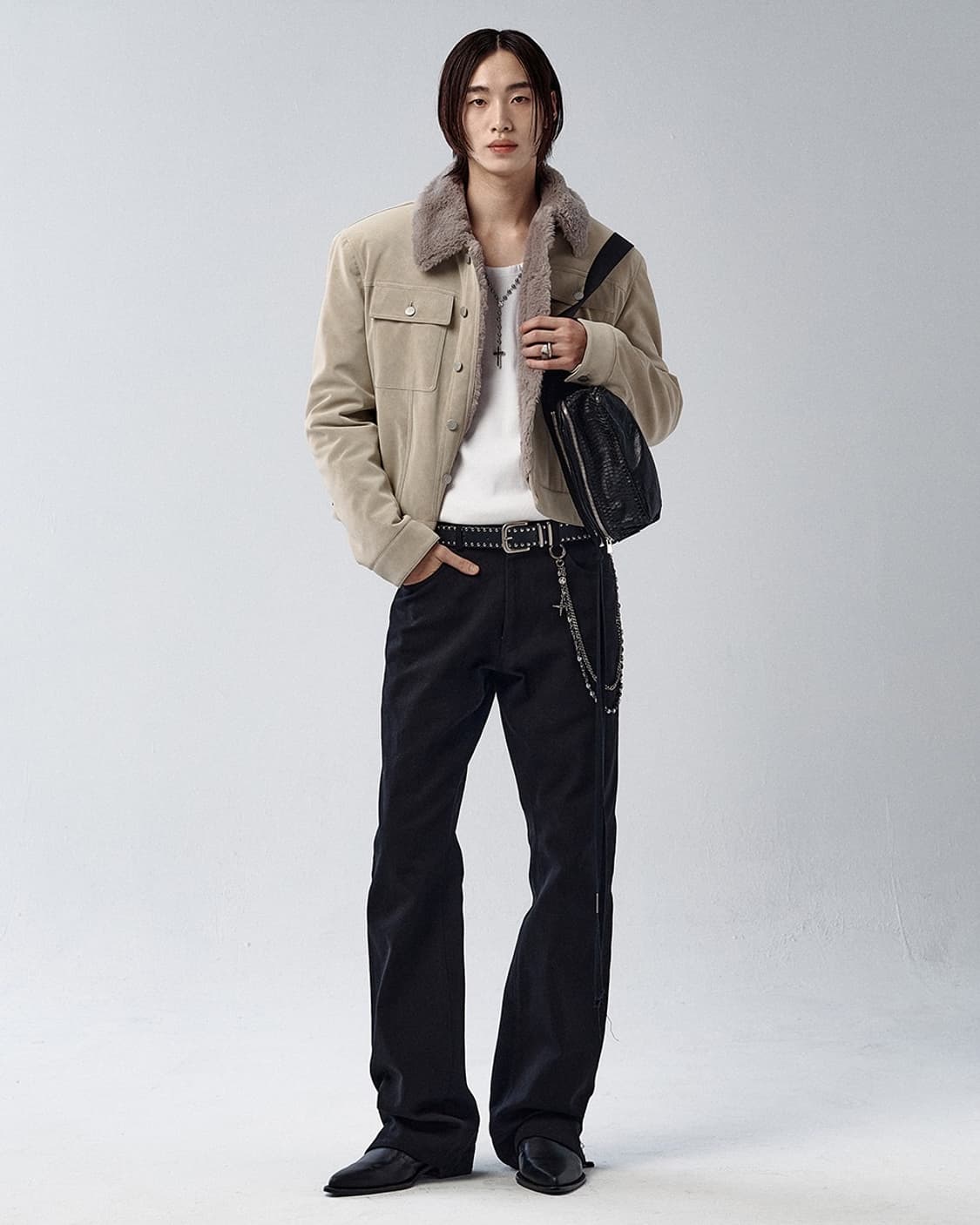 1 2 알렌느 벨루어 퍼 트러커 자켓 크림 베이지 미개봉 판매 상품이미지1