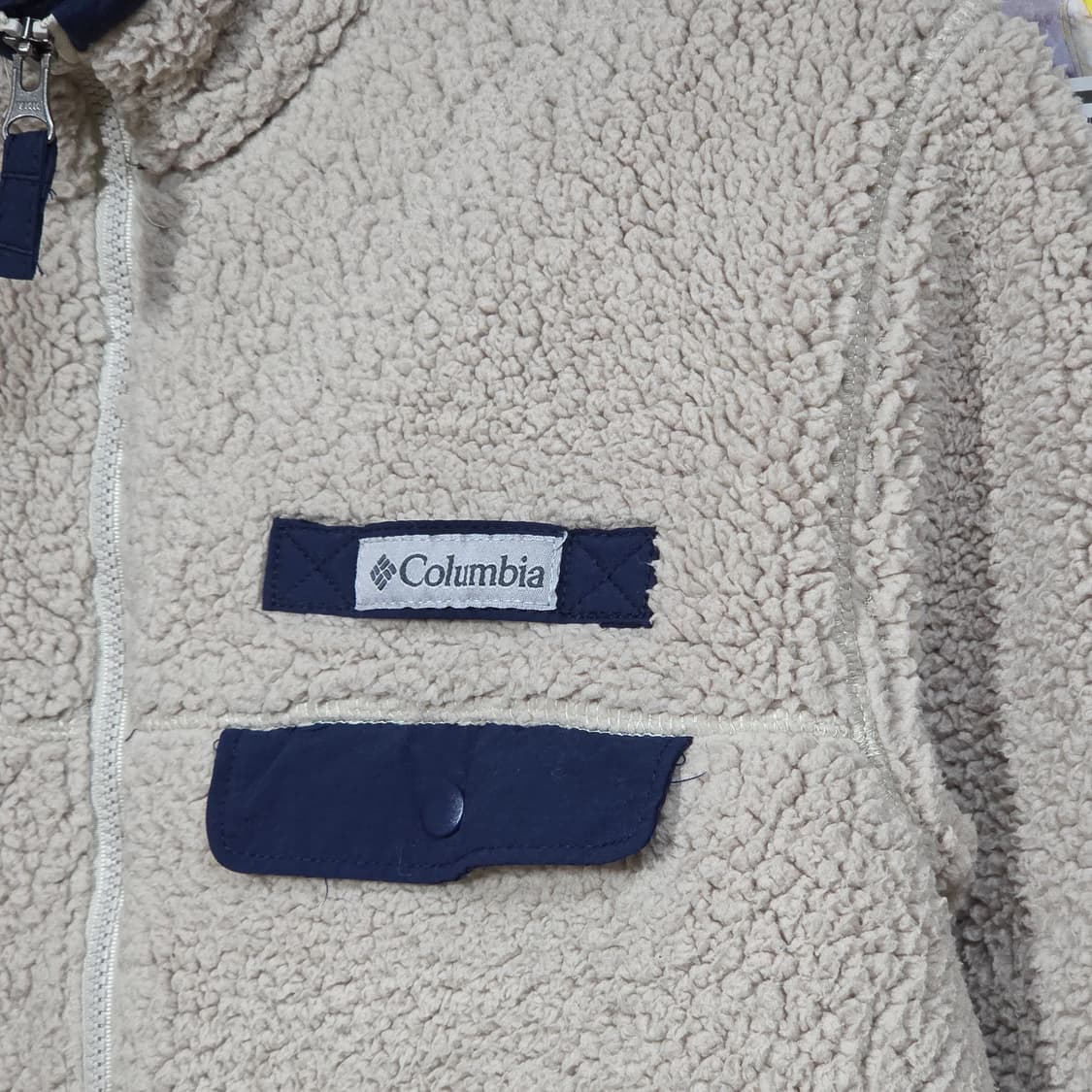 컬럼비아 베이지 네이비 뽀글이 후리스 집업 상품이미지4