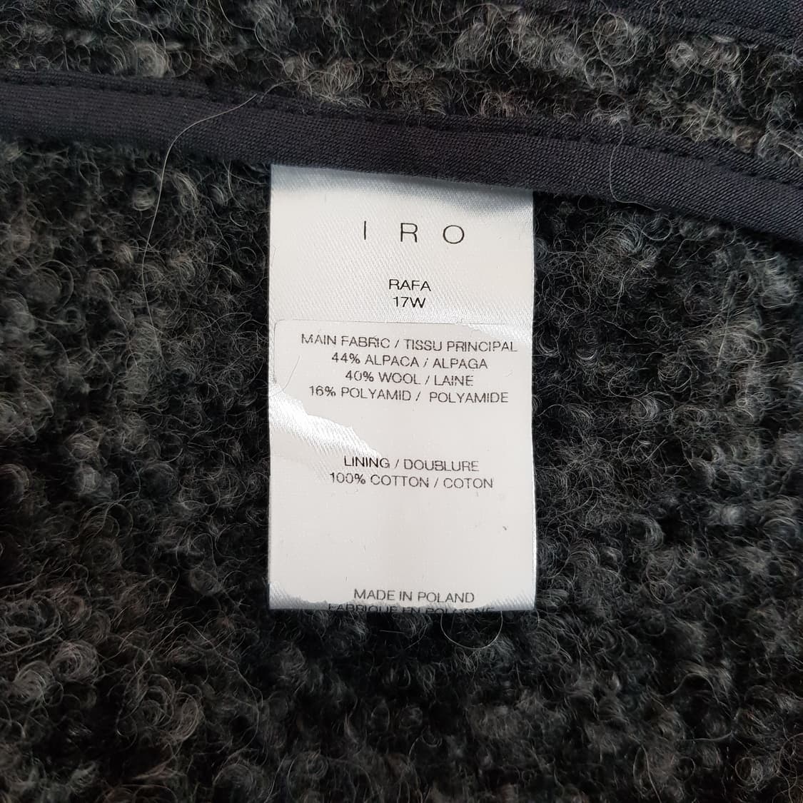 IRO 알파카 울 블렌드 부클 텍스처 하프 코트 34사이즈 상품이미지7