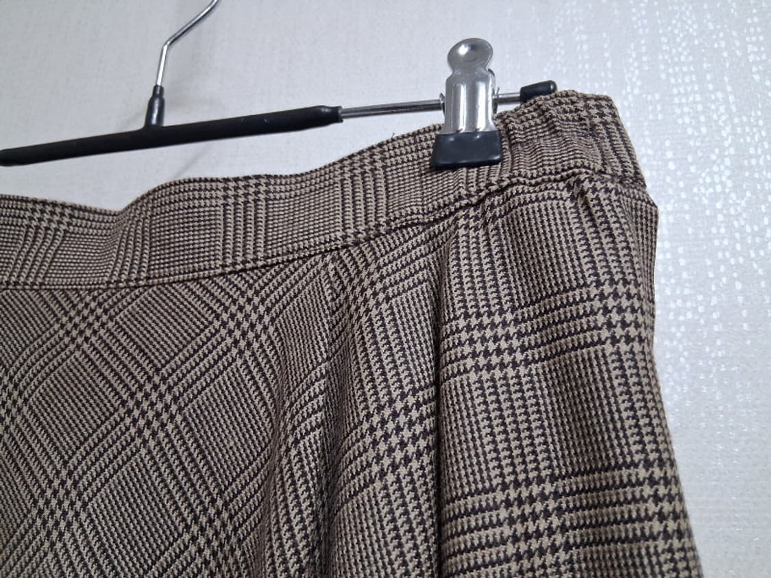 일본빈티지 MALION 레트로브라운체크 모직플레어스커트 26 상품이미지3