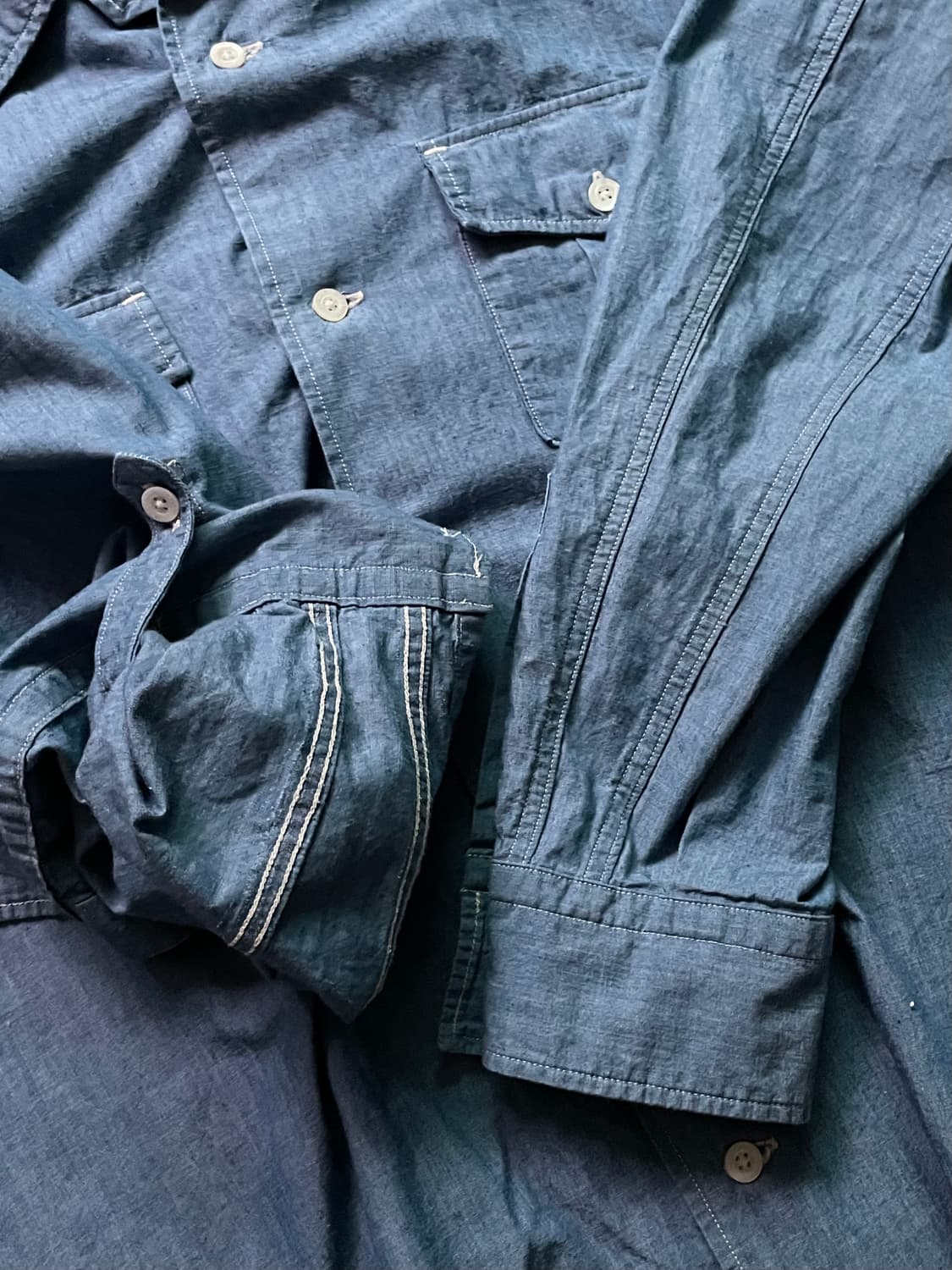 피그벨 오픈칼라 샴브레이 셔츠 2사이즈 상품이미지8