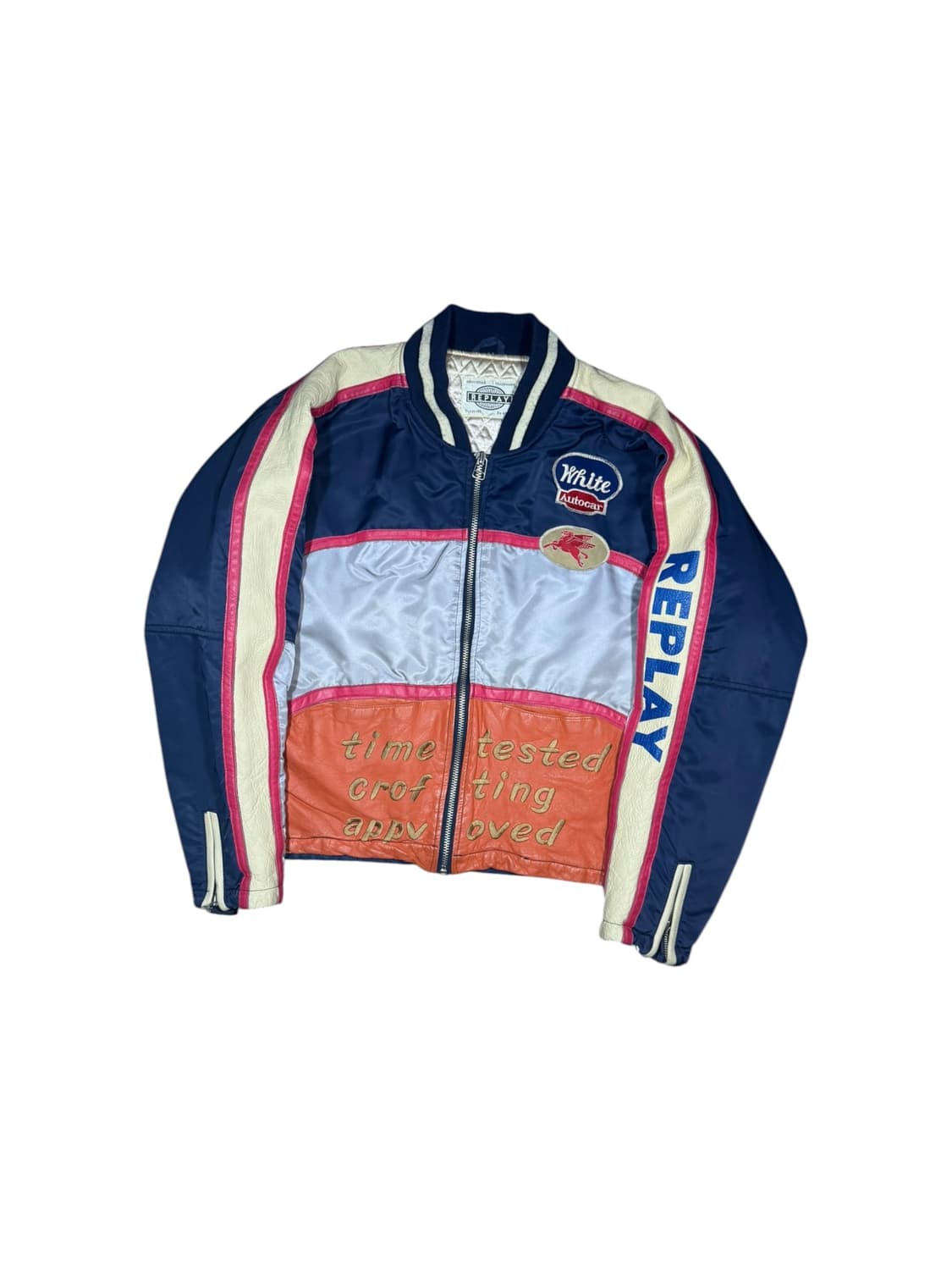 Replay 리플레이 빈티지 레더 나일론 바시티 자켓 상품이미지1