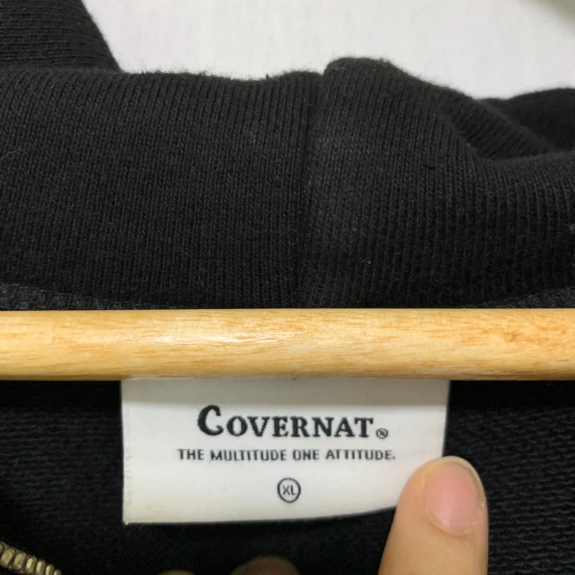 커버낫 빈티지 베이직 블랙 후드집업 XL 남녀공용 상품이미지5