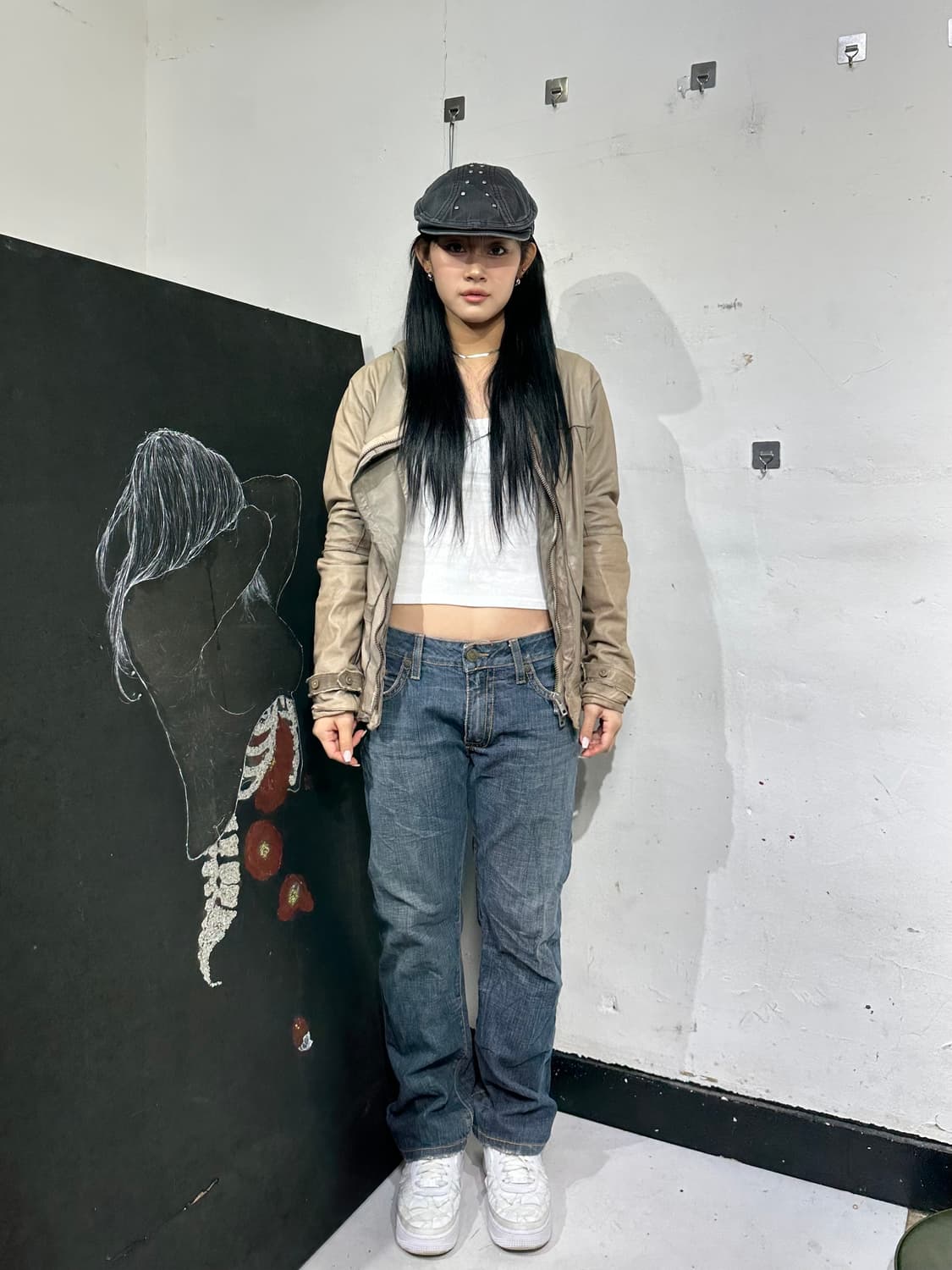 Jpn nonoyes 가죽 롱후디 하이넥 자켓 상품이미지1