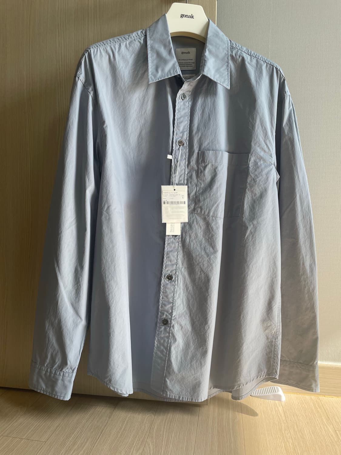 고낙 워시드 글리치 셔츠 스틸블루 1사이즈 상품이미지2