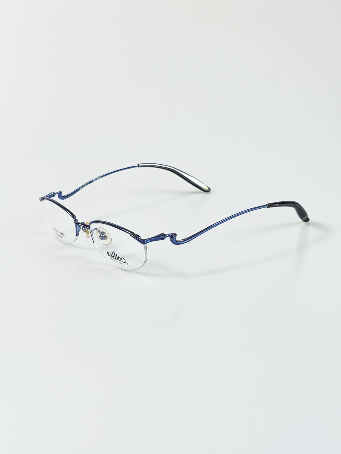 90s KALEIDO 블루 메탈 오벌 반무테 빈티지 안경 상품이미지3