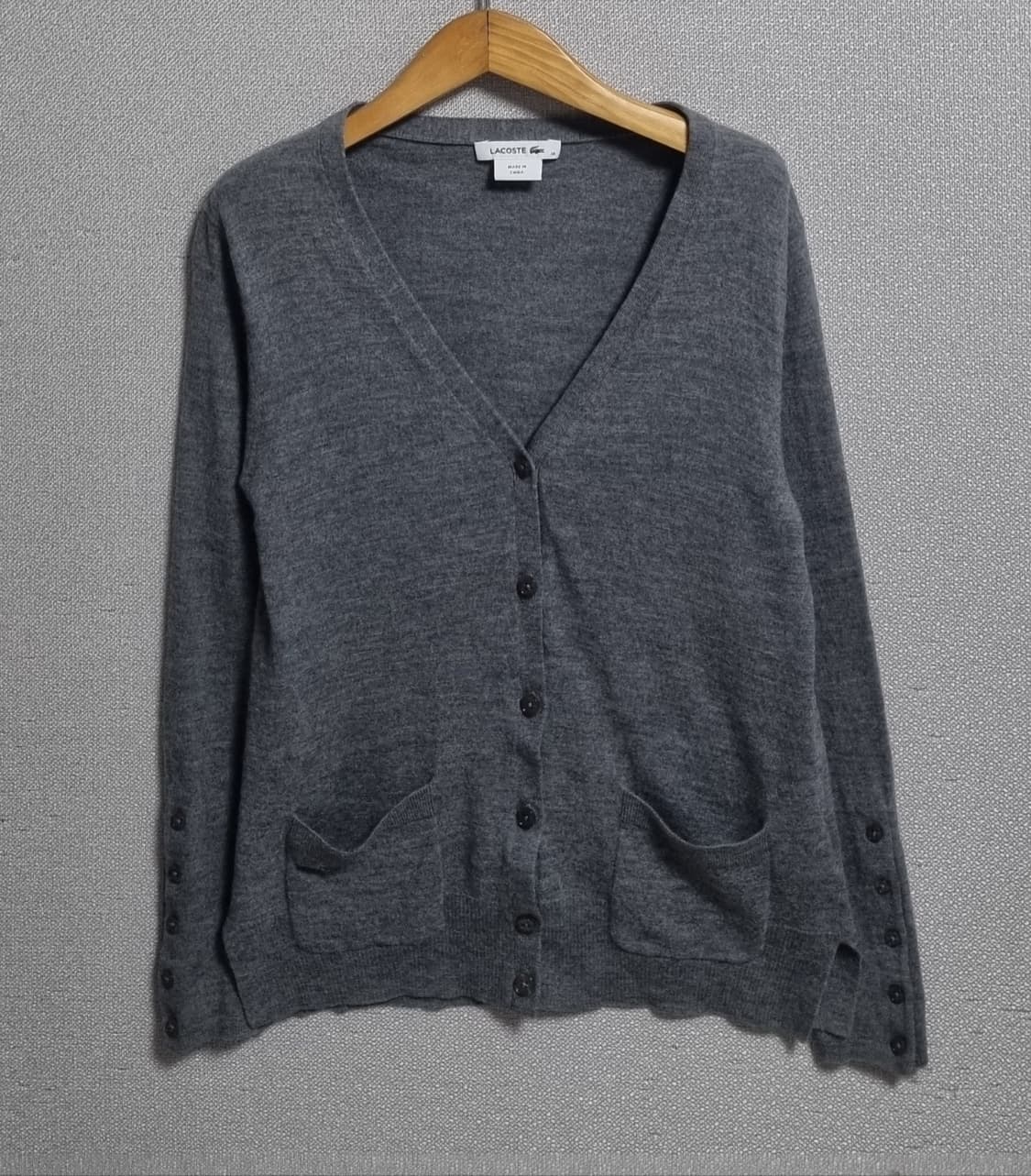 실측 XS (44) 라코스테 그레이 니트 가디건 (얇아요) 상품이미지1