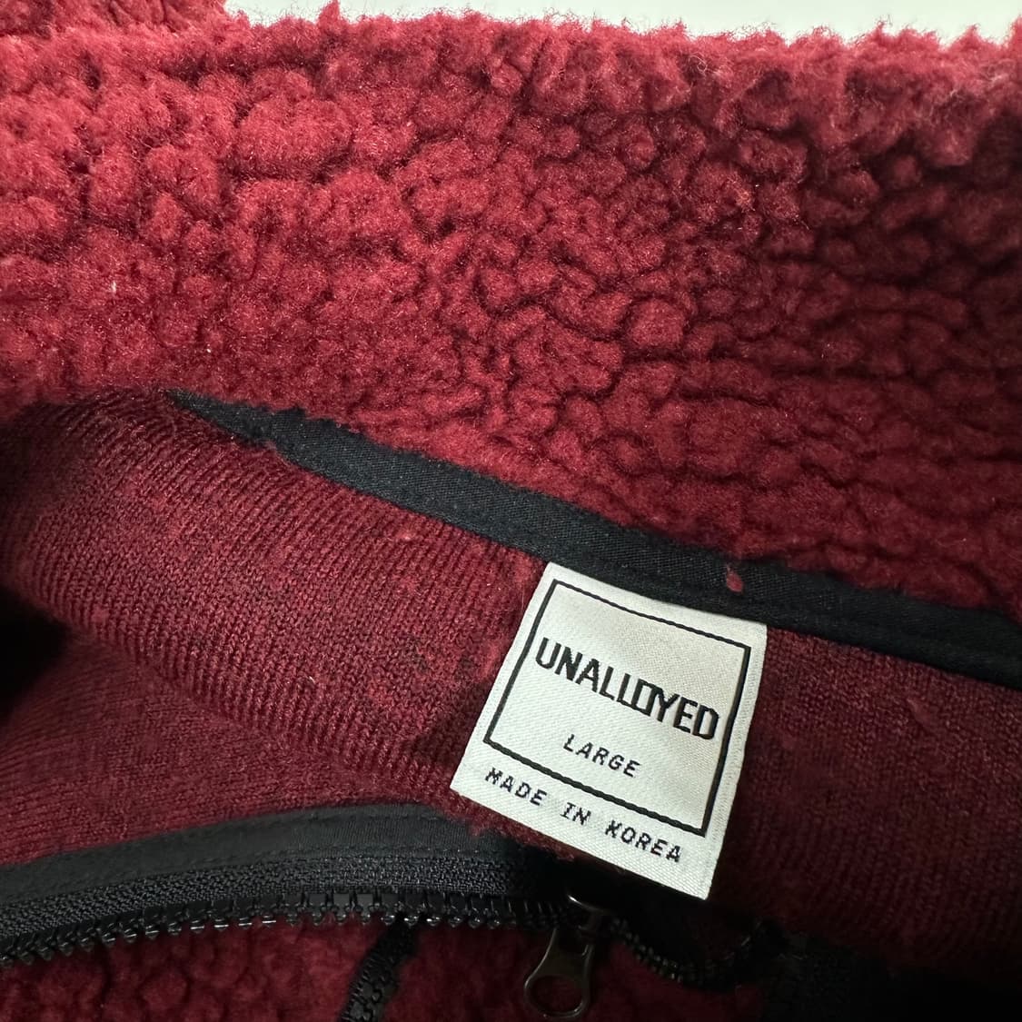 L 어널로이드 버건디 백로고 오버핏 후리스자켓 상품이미지6