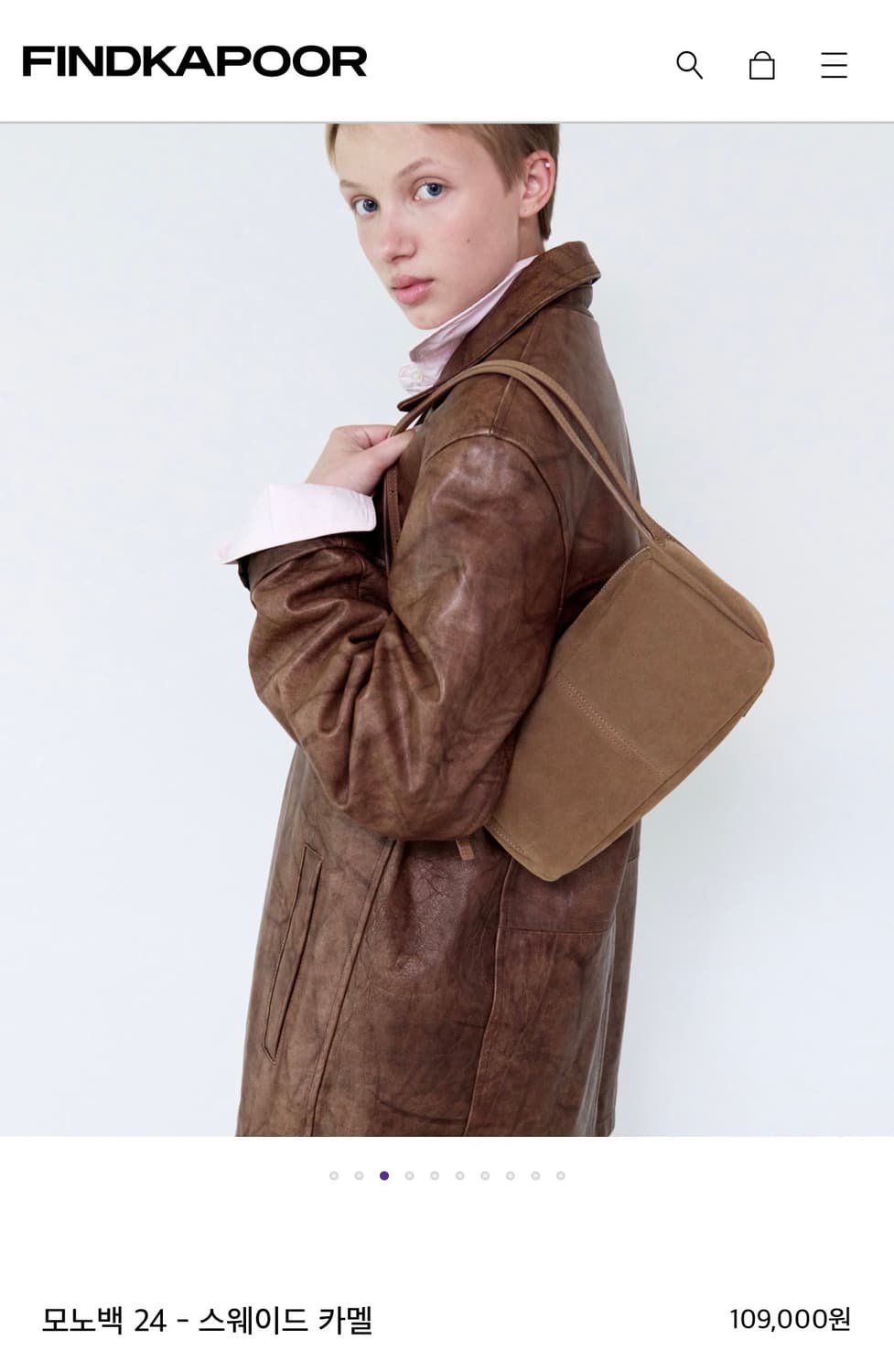 파인드카푸어 모노백 24 스웨이드 카멜 새상품 상품이미지1