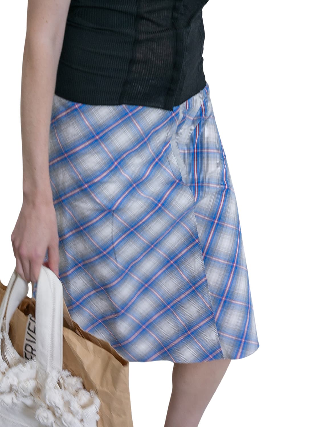 [F]퍼버즈 26ss 빈티지 체크 스커트/블루 상품이미지2