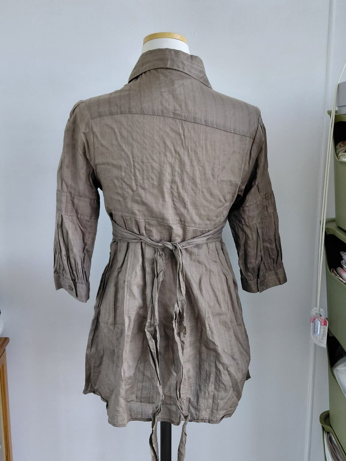 [빈티지] 브라운 핀턱 셔츠 원피스 7부 상품이미지3