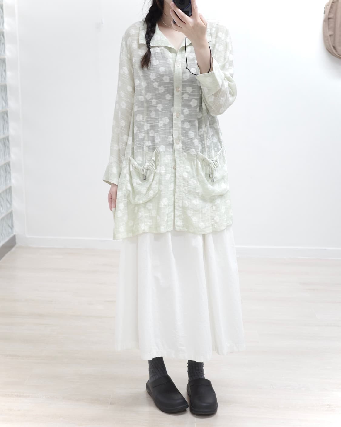 light green flower shirts 상품이미지2