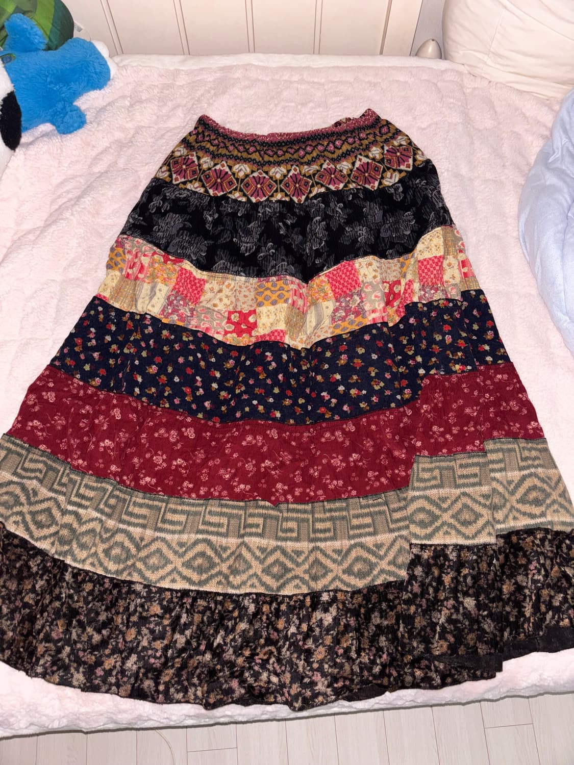 히피 모리 빈티지 롱스커트 하구미 패치워크 패턴  상품이미지1