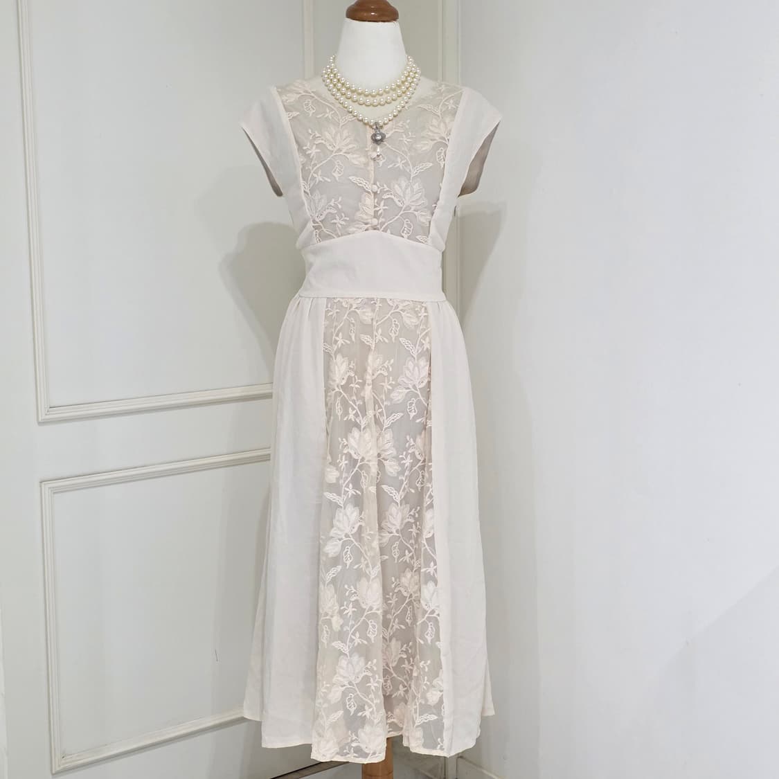 일본빈티지)히메라떼갸루st 앤틱공주 레이스 자수 플로럴 코르셋 롱원피스 상품이미지1