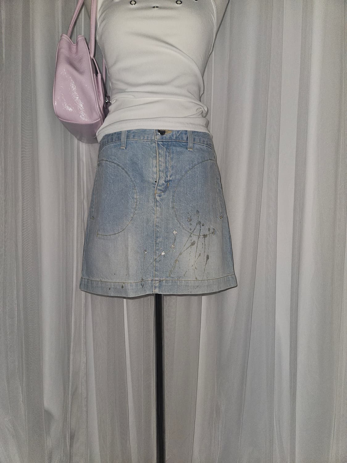 y2k vintage 2000s 실버 스타더스트 페어리 미니스커트 상품이미지1