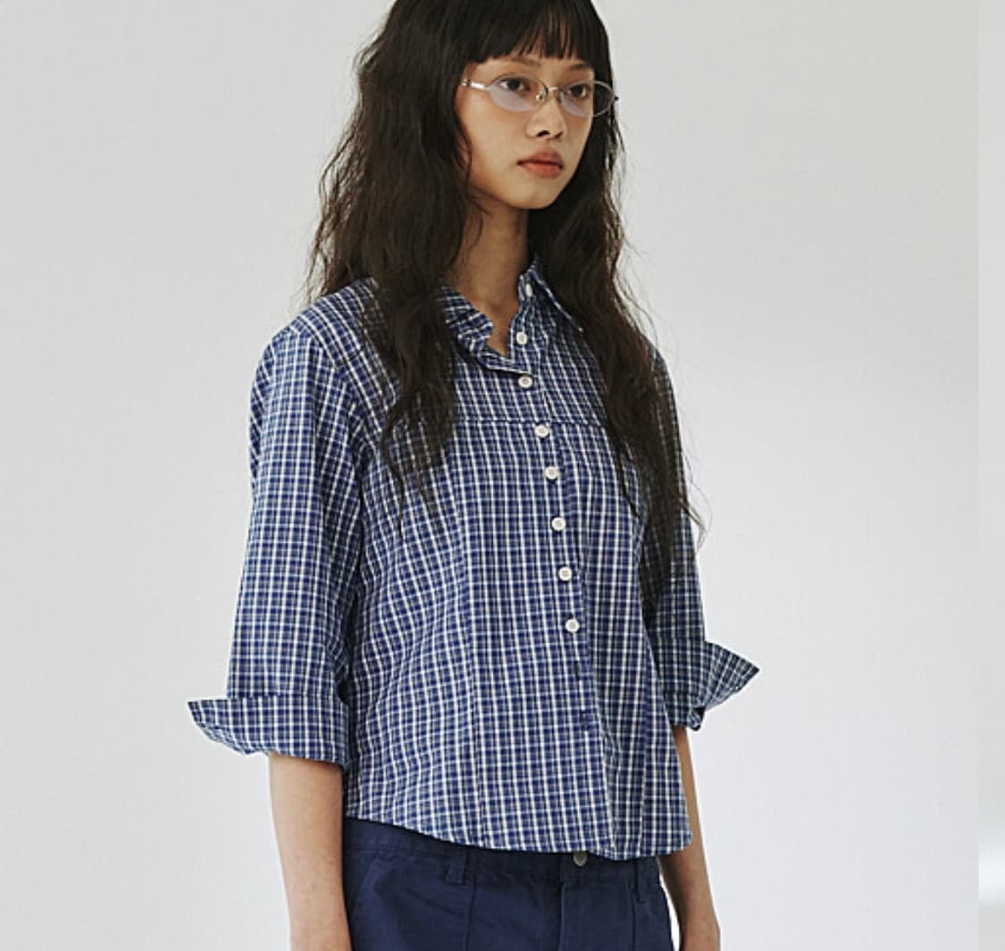 플리즈프로젝트 체크셔츠 petite check shirt 블루 상품이미지1