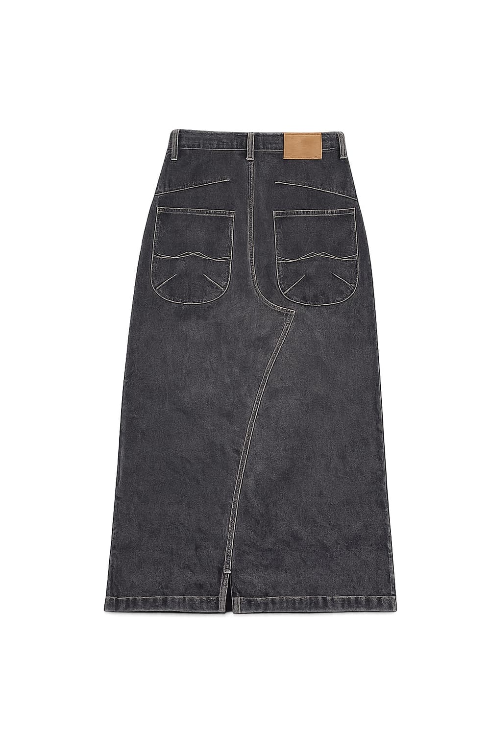     빈티지 워싱 패치워크 데님 롱스커트 상품이미지4