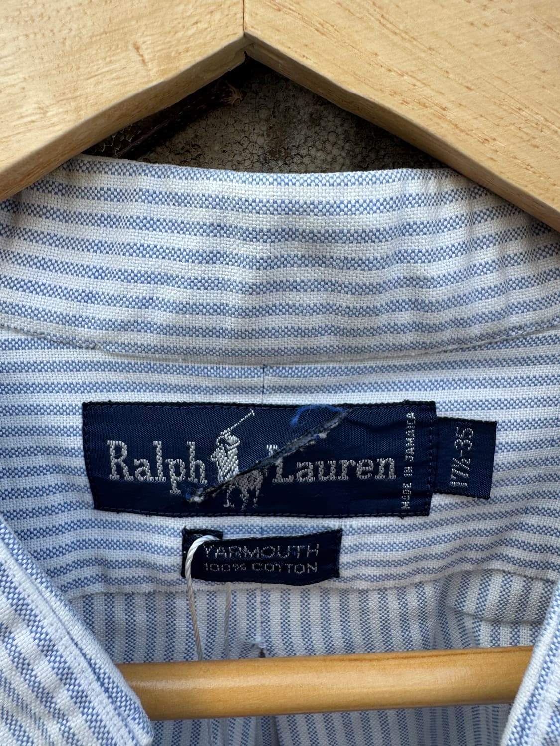 90s 폴로 랄프로렌 빈티지 하늘색 스트라이프 셔츠 빅사이즈 상품이미지5
