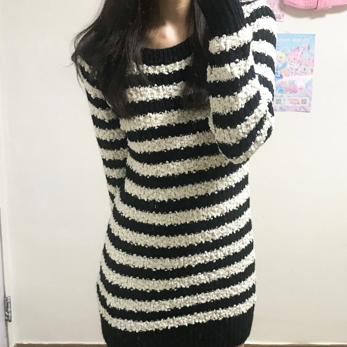 빈티지 폼폼이 스트라이프 니트 원피스 오네갸루 로걀 모리걸 페어리 그런지 상품이미지1