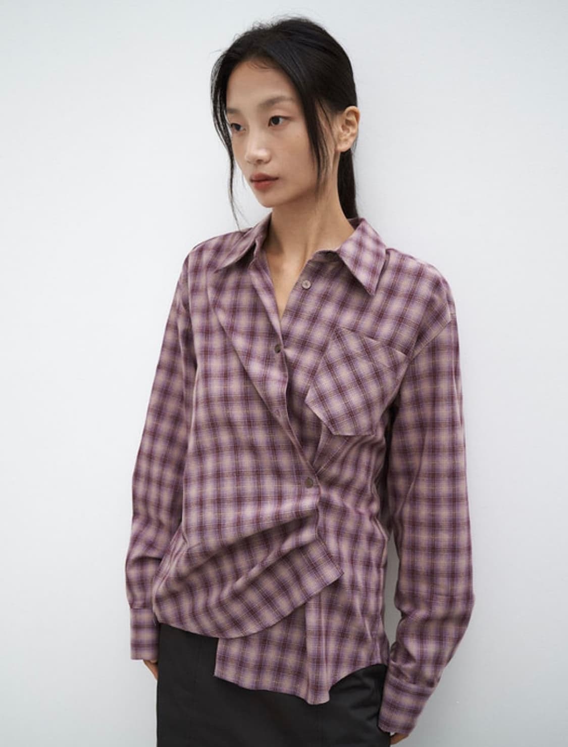 아우로 버튼포인트 체크셔츠 상품이미지1