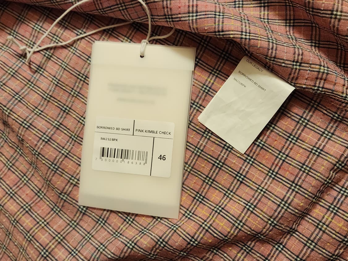 아워레가시 보로우드 bd 핑크 킴블 체크 셔츠 46 상품이미지3