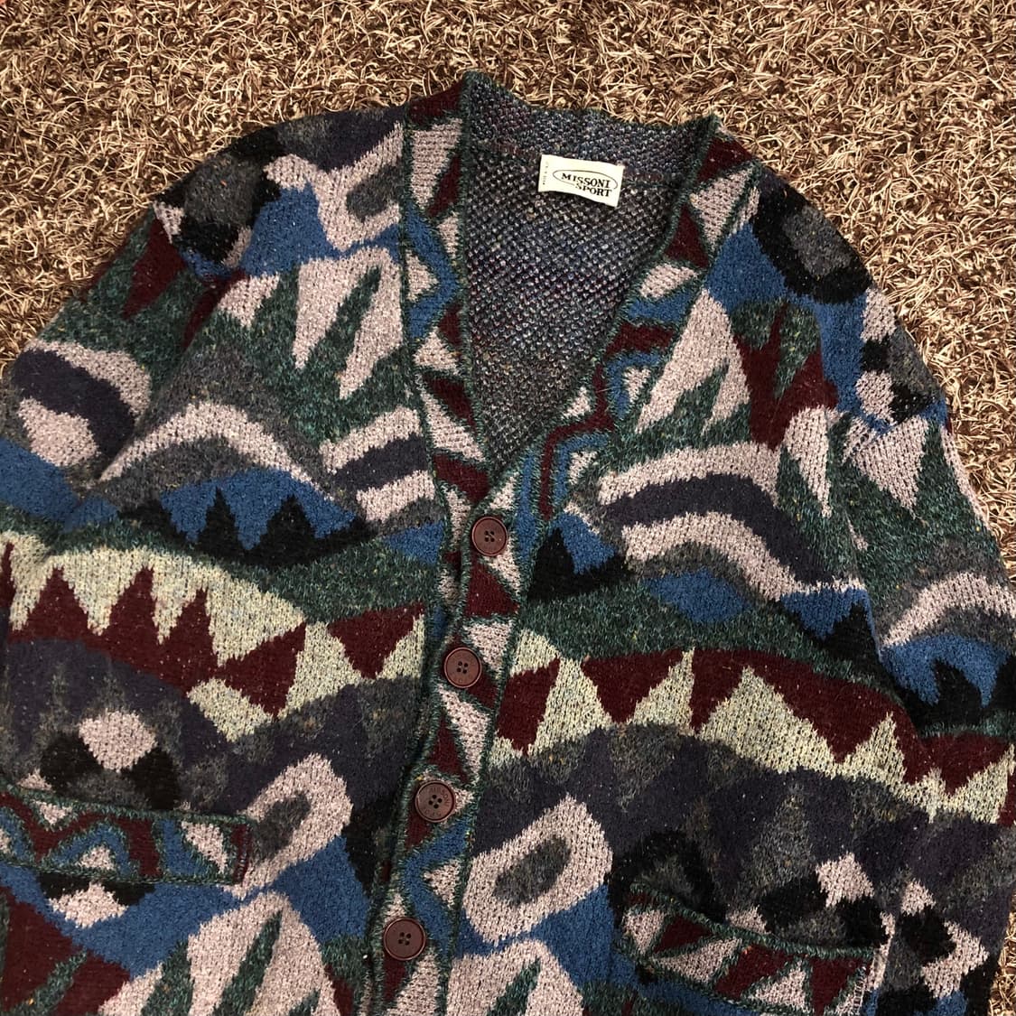 미쏘니 멀티컬러 패턴 울 가디건 상품이미지2