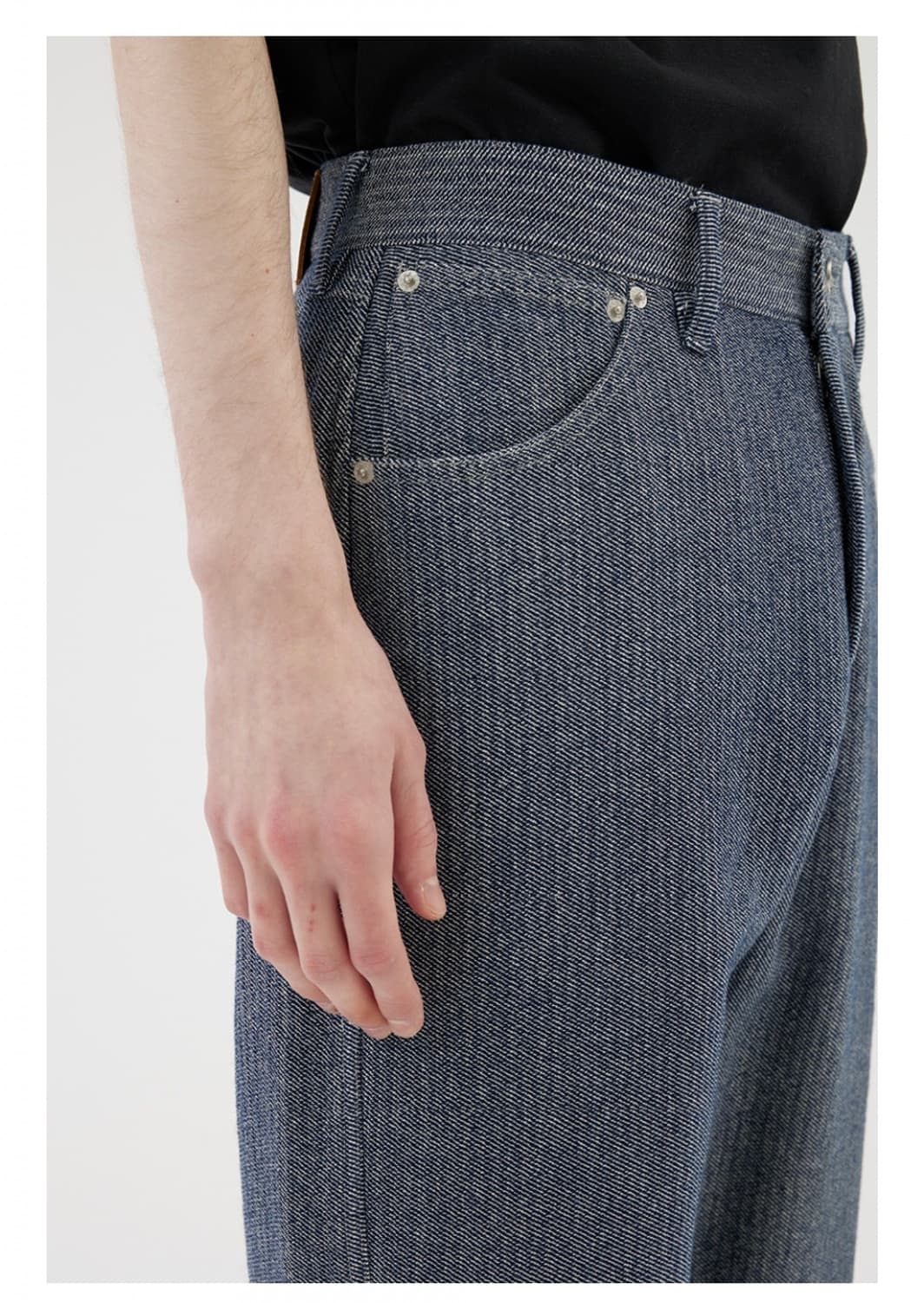 (M) 애프터 프레이 스트레이트 슬래쉬 니팅 진스 인디고 상품이미지1