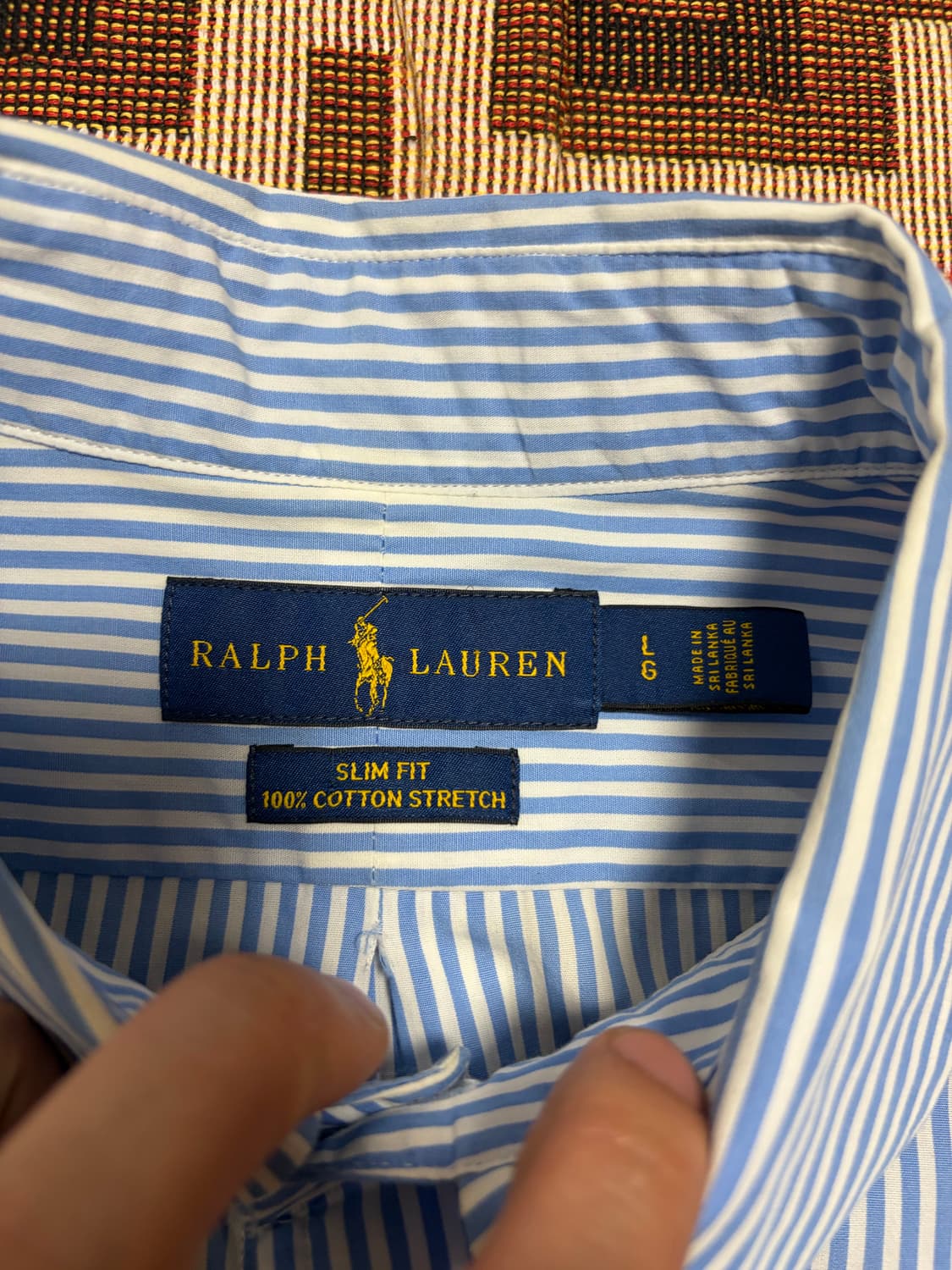 L)폴로 랄프로렌 슬림핏 스트라이프 셔츠 하늘색 상품이미지3