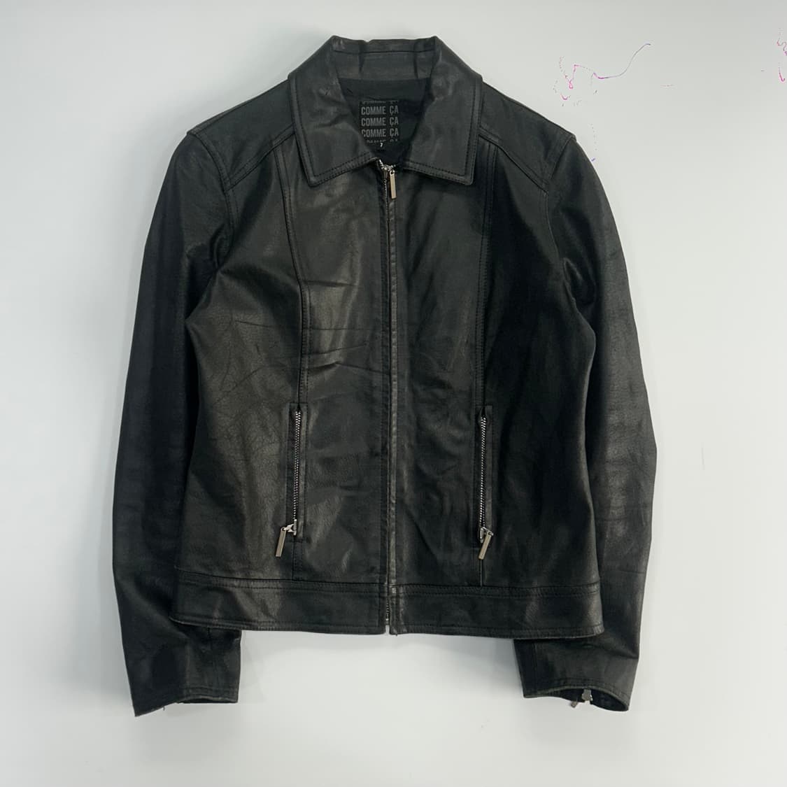 Vintage 블랙 일제 리얼 레더 자켓 상품이미지3