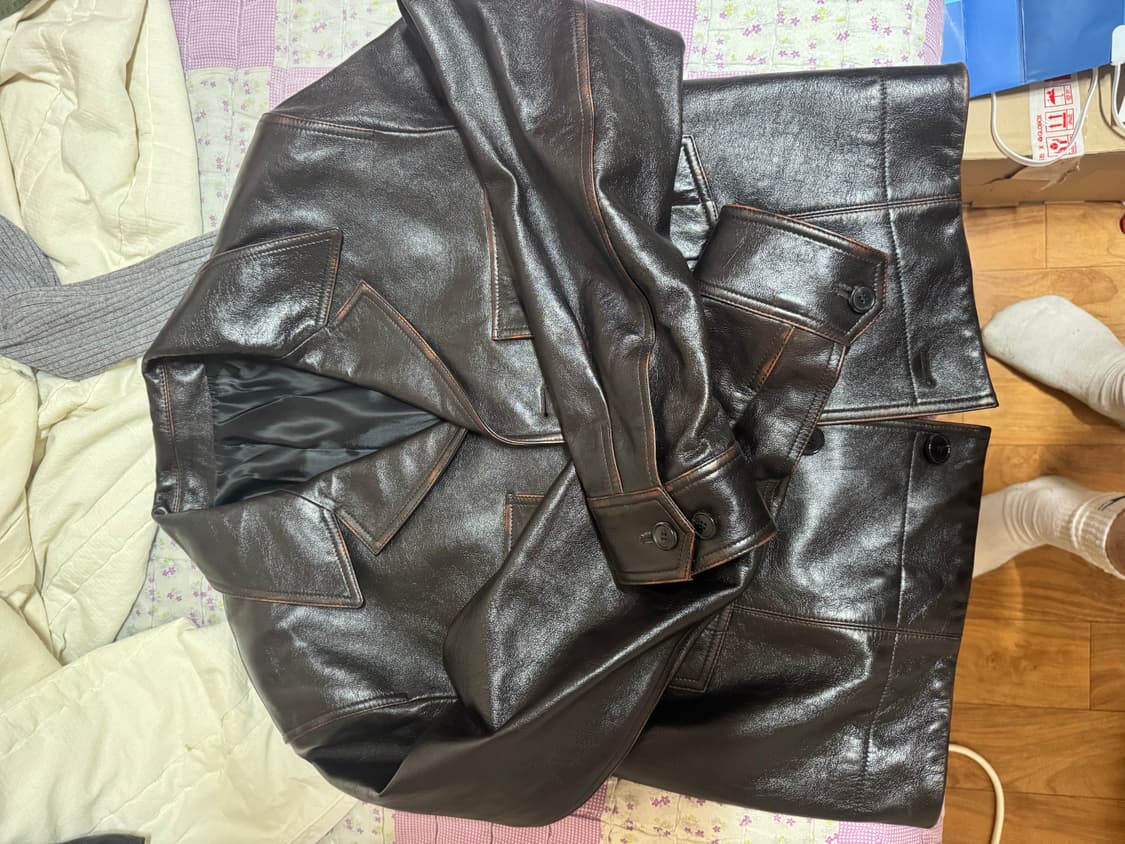 렉토 Recto 밀리터리 레더 자켓 M 상품이미지3