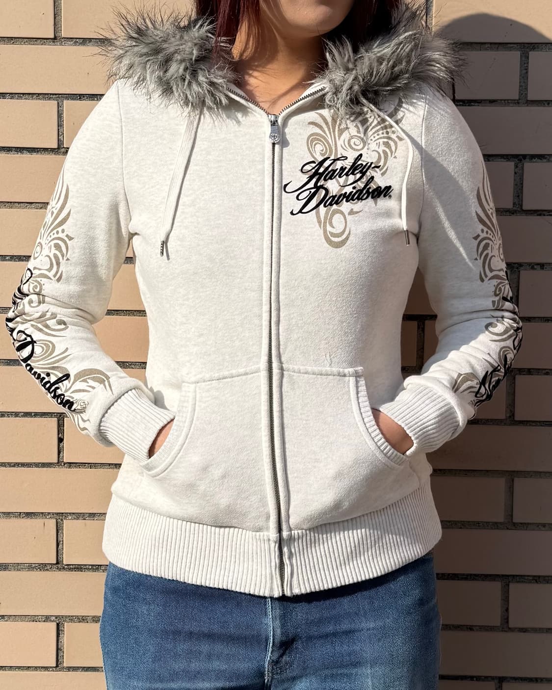 할리데이비슨 Y2k 퍼 후드집업 상품이미지2