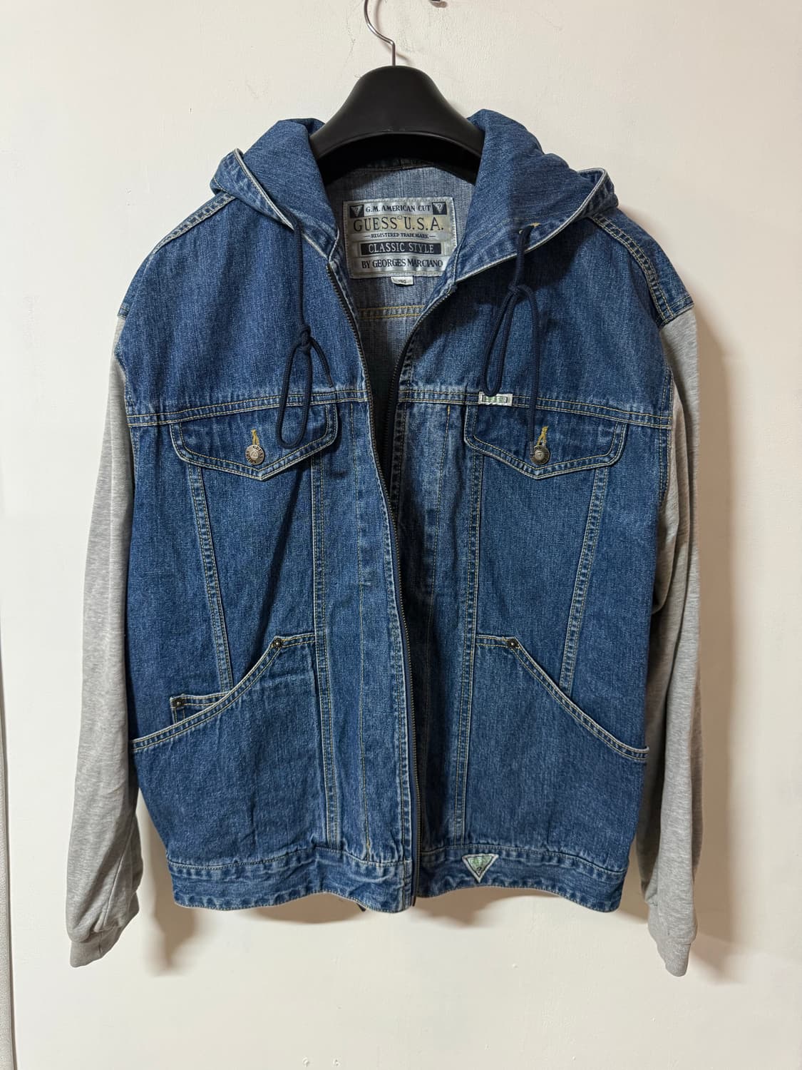 00‘s 게스 빈티지 후드 레이어드 데님자켓 100 상품이미지2
