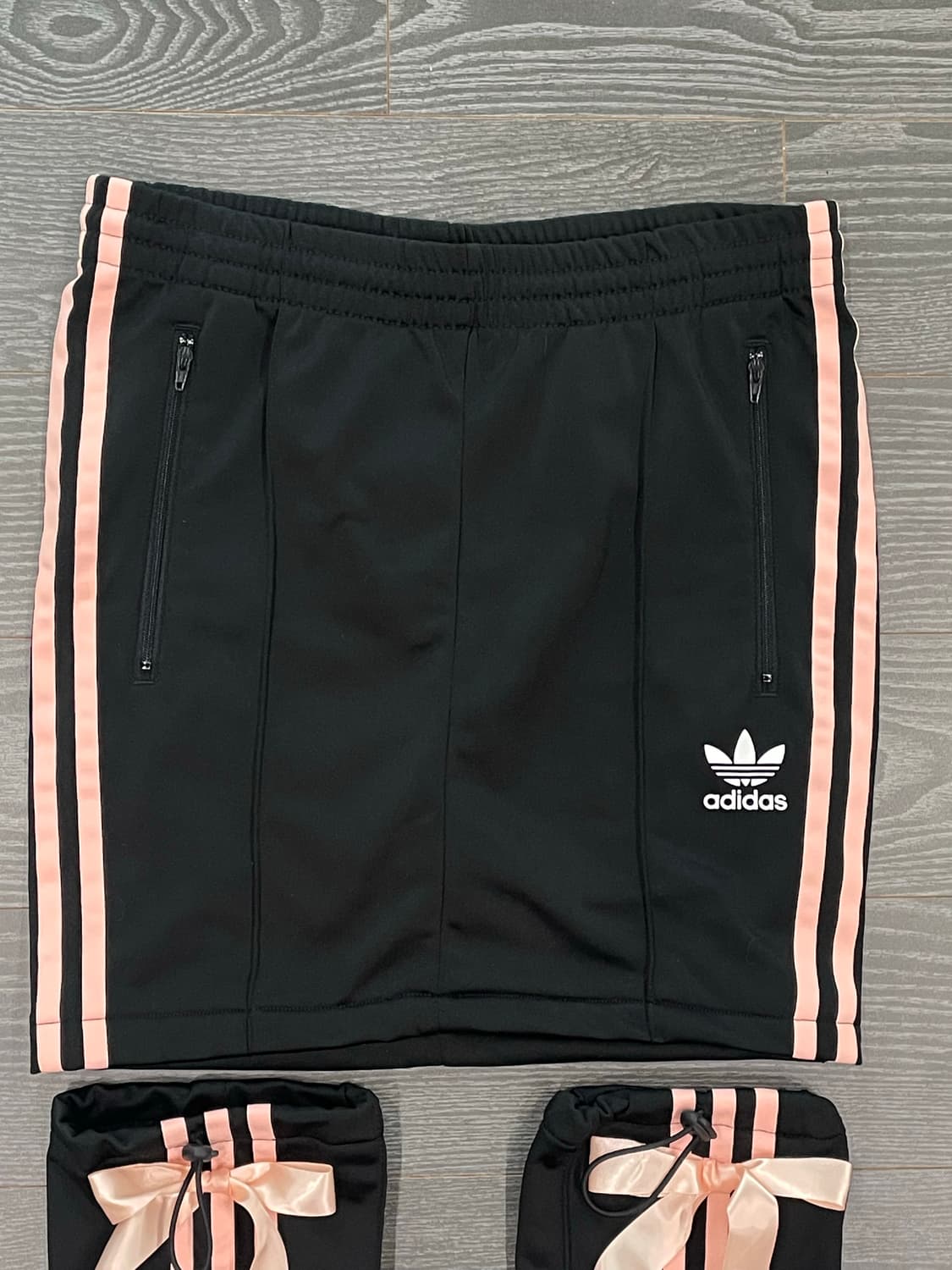 무배) 아디다스 커스텀 스커트 레그워머 갸루 키치 리본 핑크 핀터깔 상품이미지2