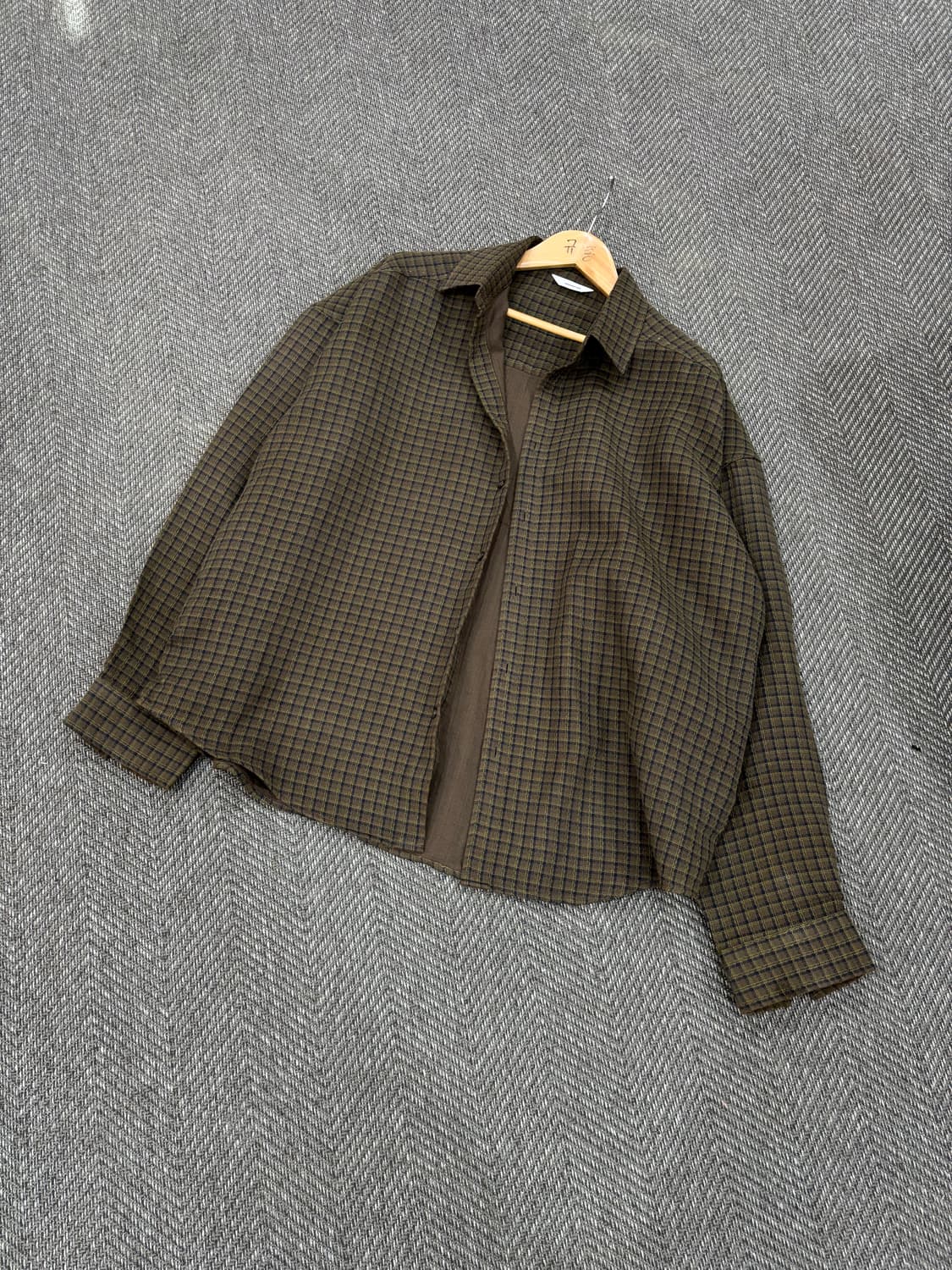 논노드 플렉서블 스트링 체크 셔츠 브라운 상품이미지1