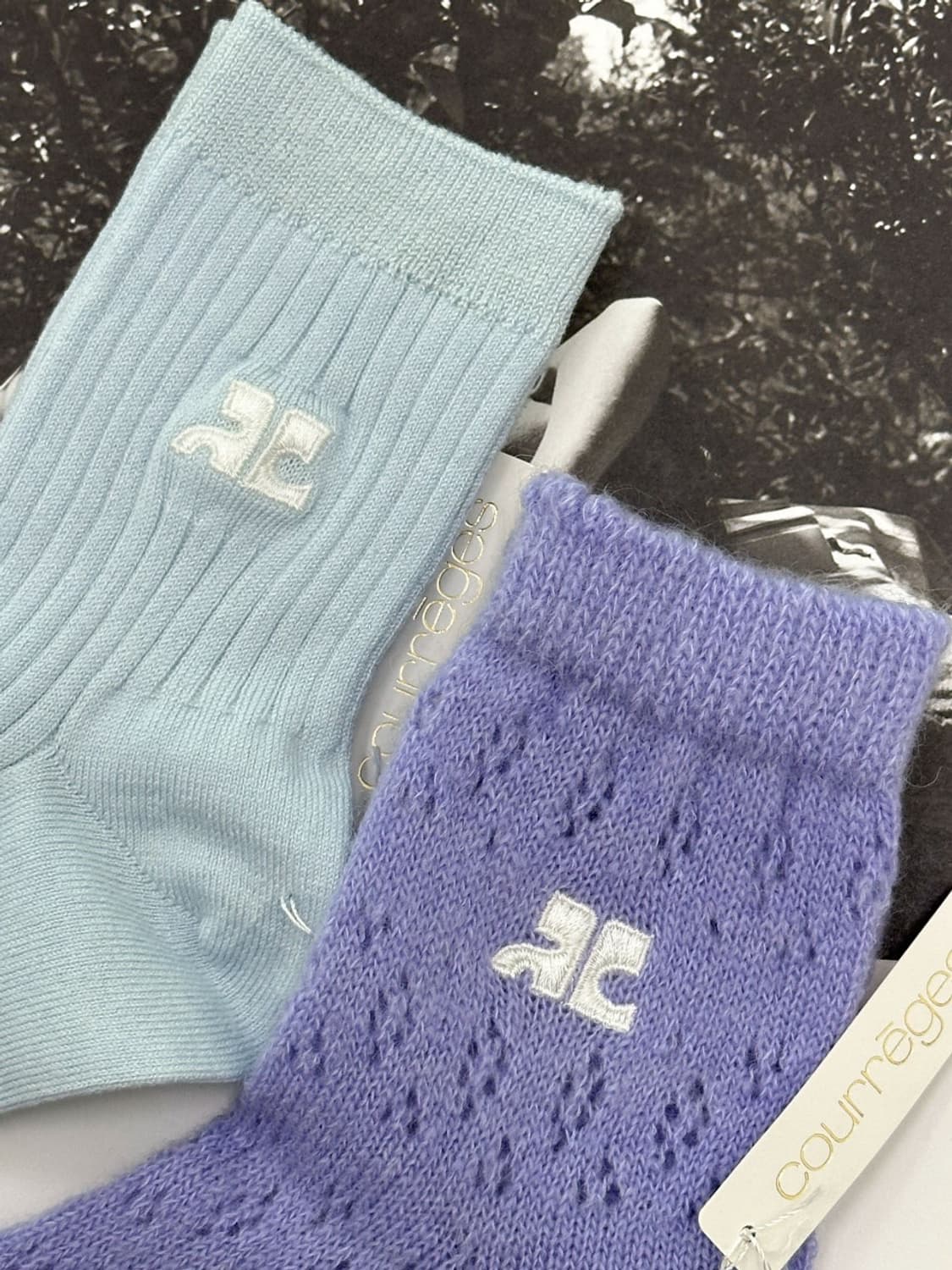 [새상품] courreges / 꾸레쥬 양말 (스카이블루 / 바이올렛) 상품이미지1